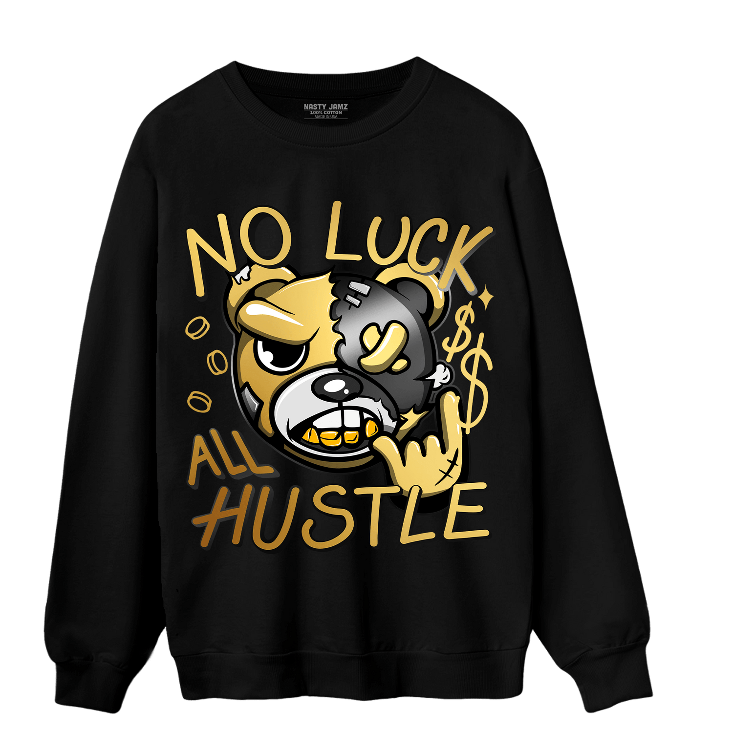 Mid SE Black Gold 1s Sweatshirt Match All Hustle - NastyJamz