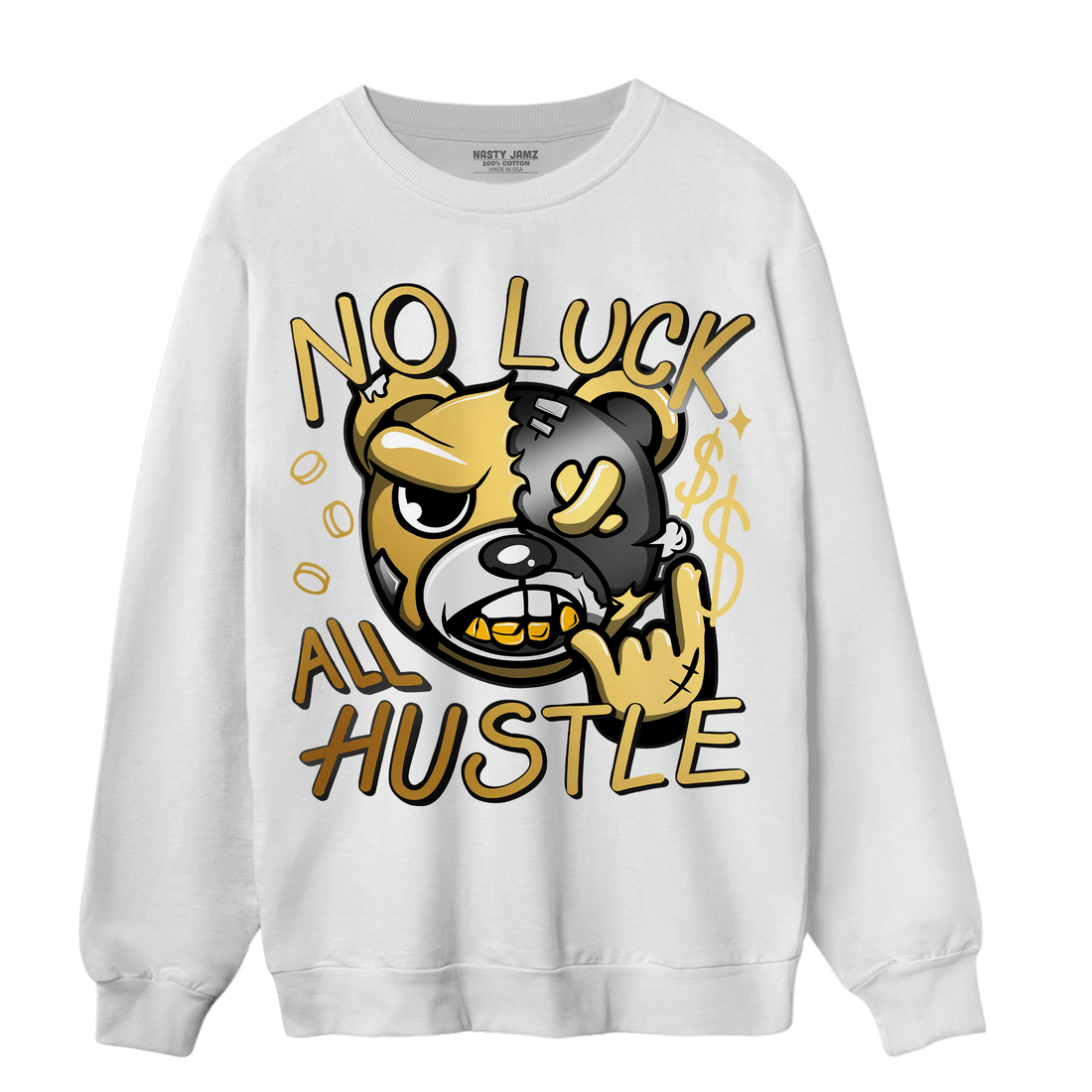 Mid SE Black Gold 1s Sweatshirt Match All Hustle - NastyJamz