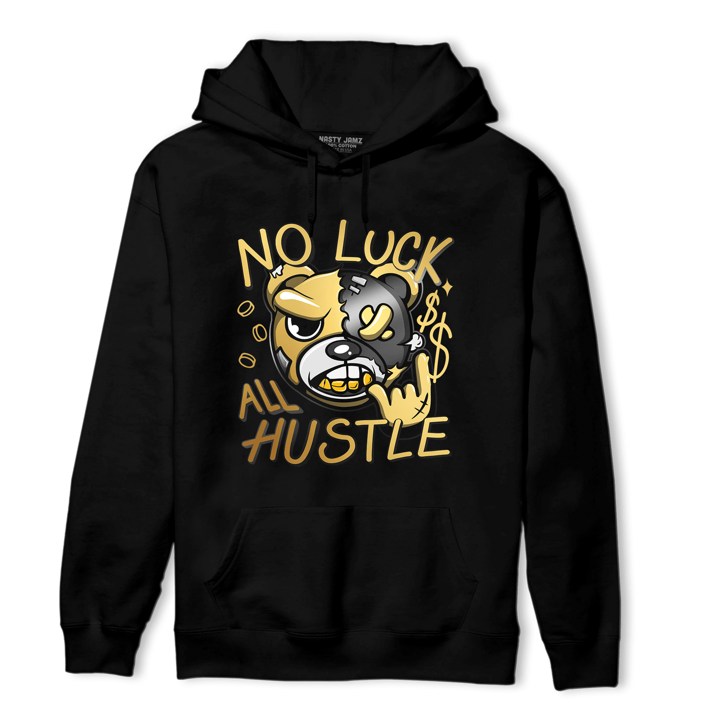 Mid SE Black Gold 1s Hoodie Match All Hustle - NastyJamz