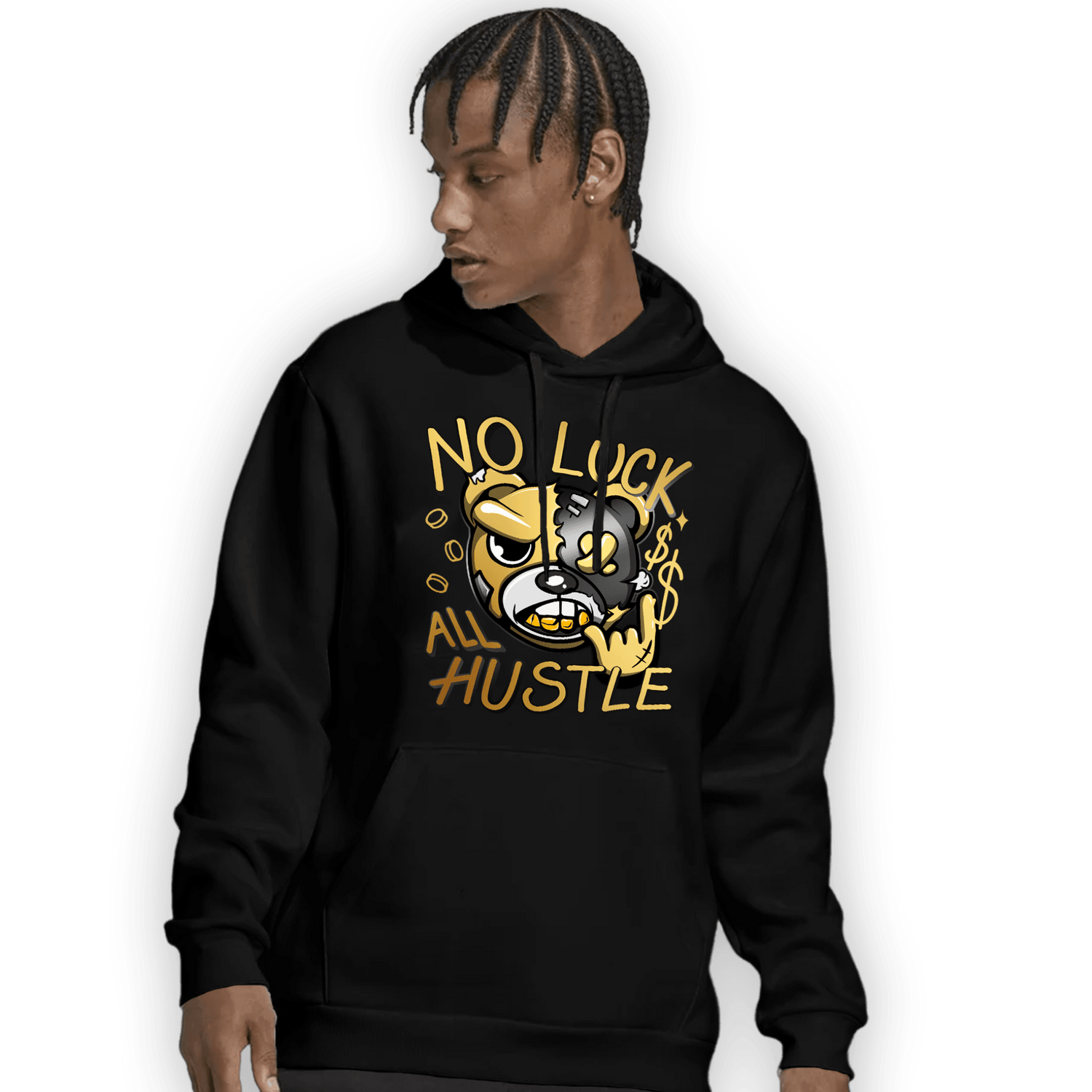 Mid SE Black Gold 1s Hoodie Match All Hustle - NastyJamz