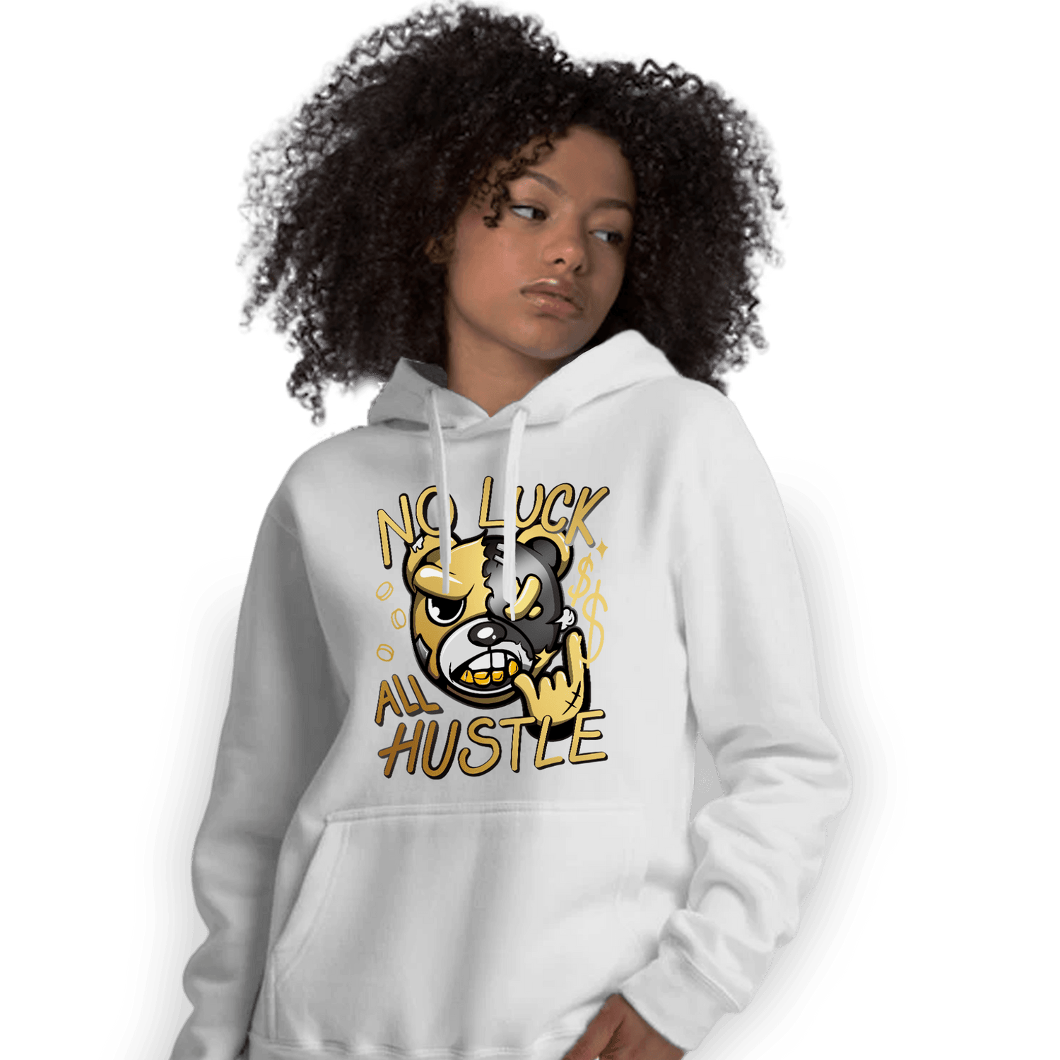 Mid SE Black Gold 1s Hoodie Match All Hustle - NastyJamz