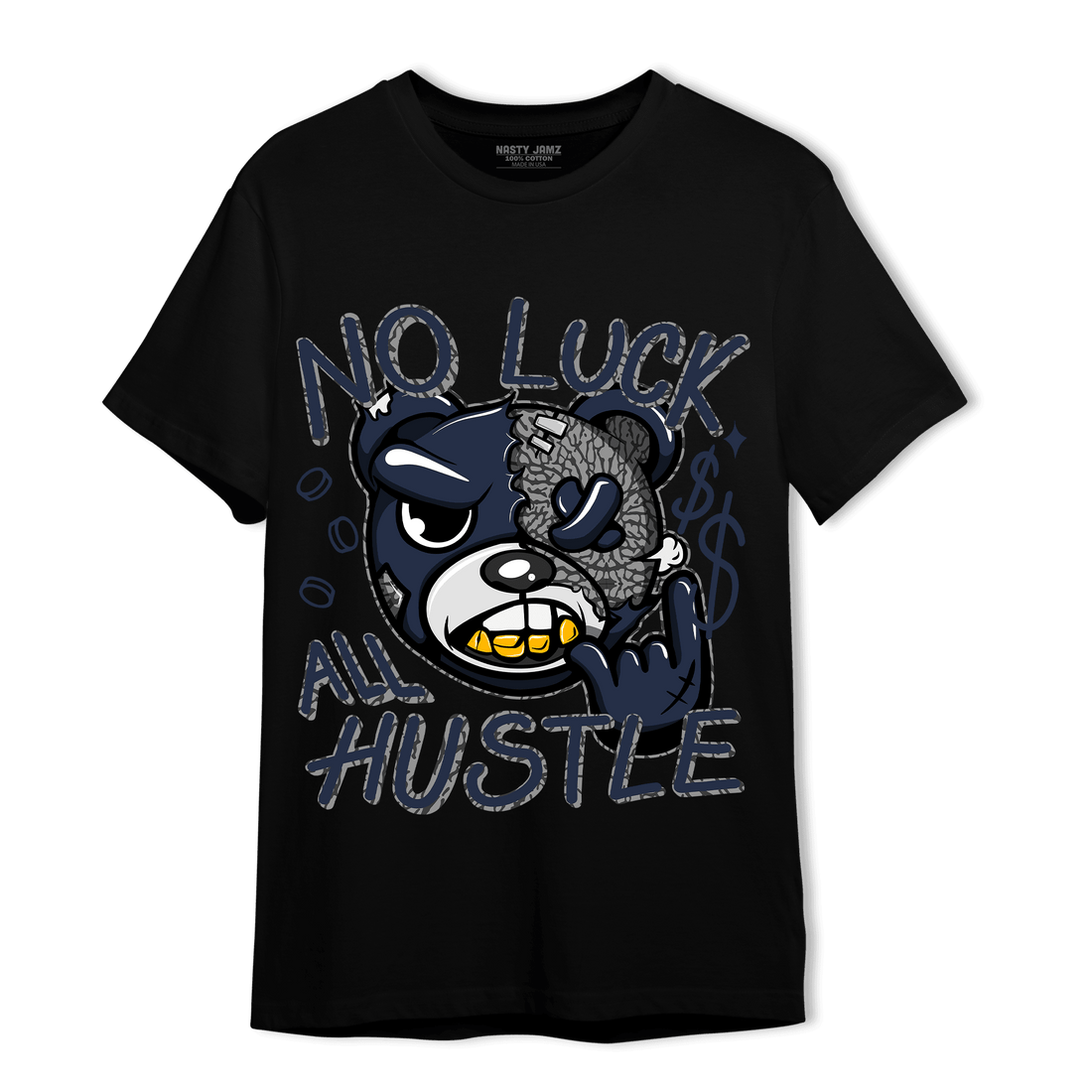 White Navy 3s T Shirt Match All Hustle - NastyJamz