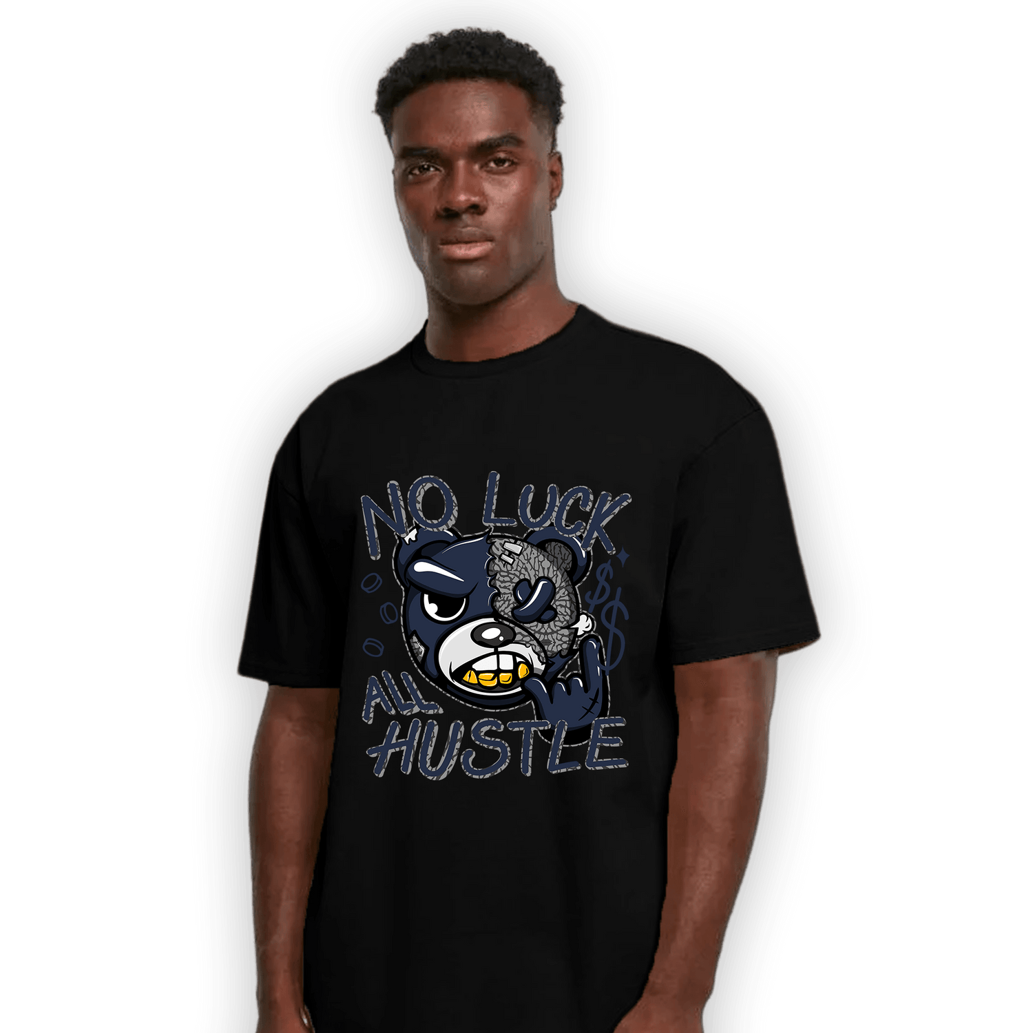 White Navy 3s T Shirt Match All Hustle - NastyJamz