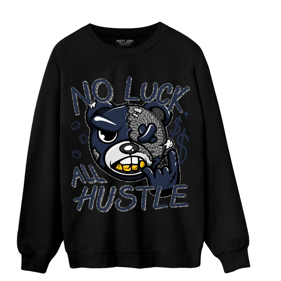 White Navy 3s Sweatshirt Match All Hustle - NastyJamz