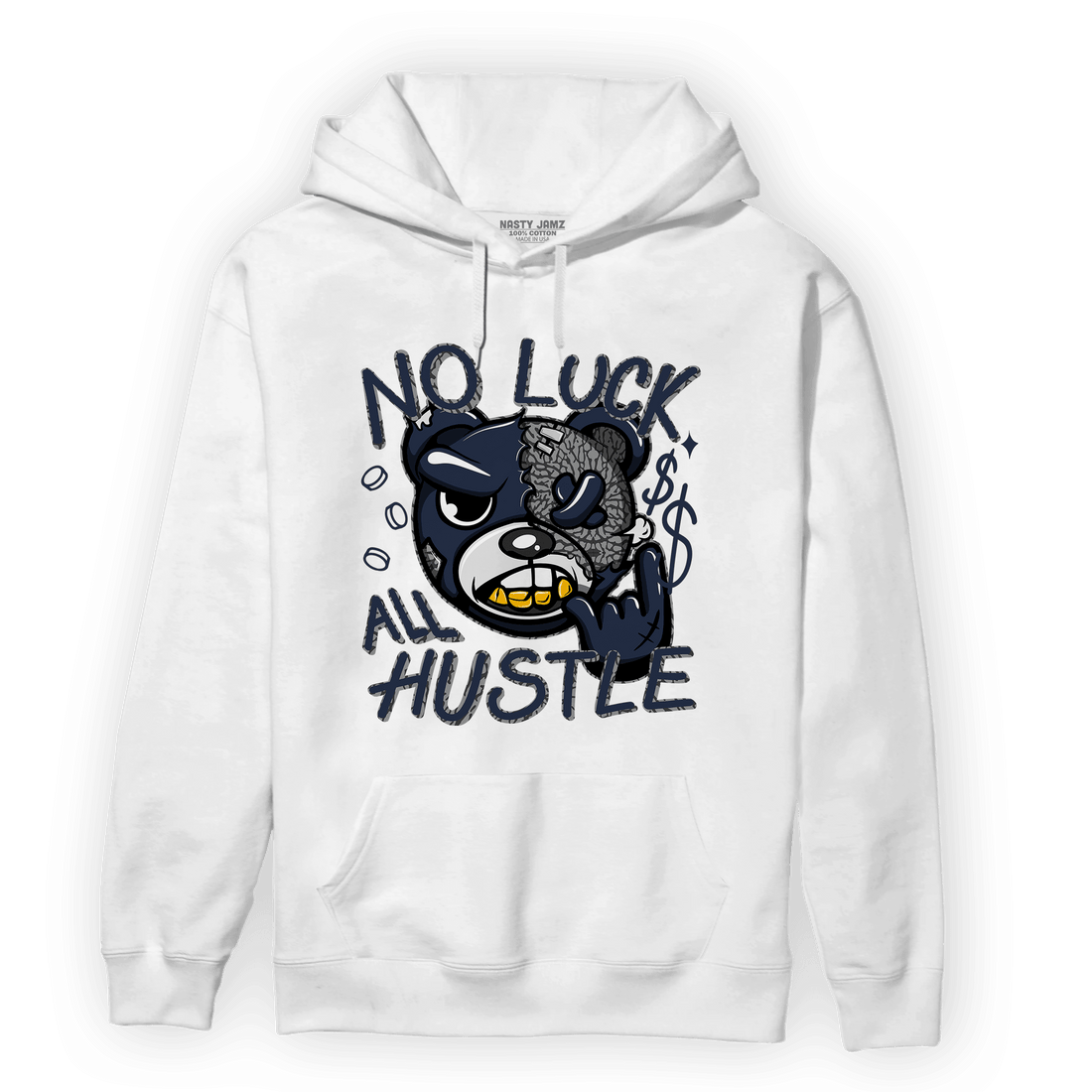 White Navy 3s Hoodie Match All Hustle - NastyJamz
