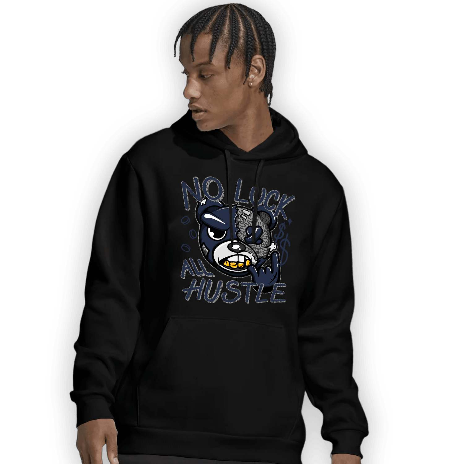 White Navy 3s Hoodie Match All Hustle - NastyJamz