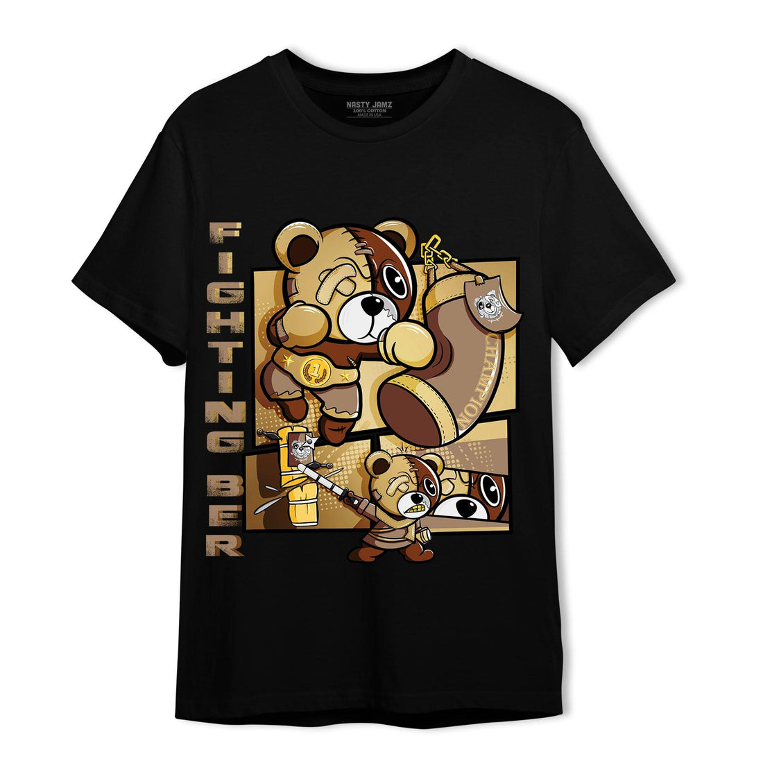 High OG Metallic Gold 1s T Shirt Match BER Fighting Boxing - NastyJamz