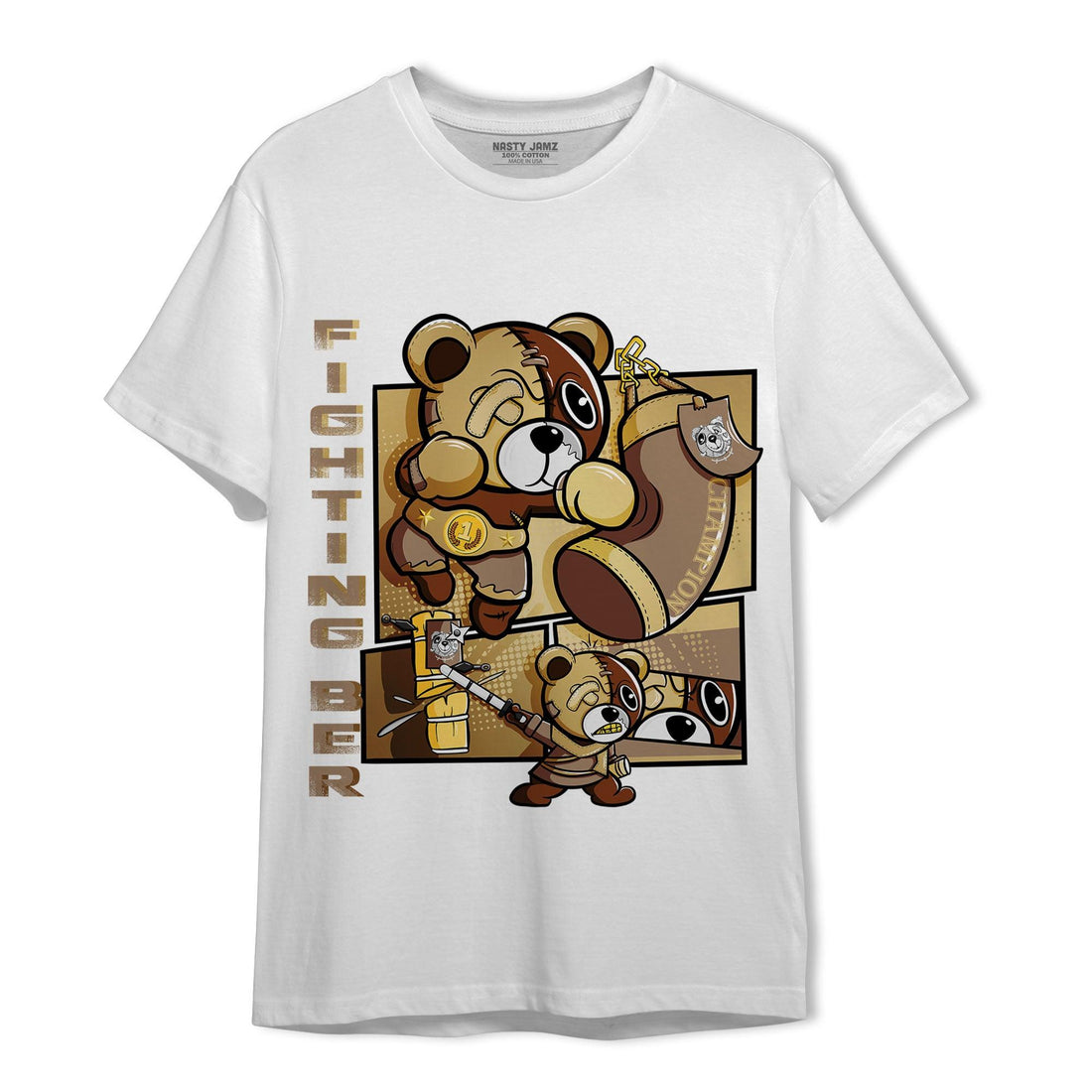 High OG Metallic Gold 1s T Shirt Match BER Fighting Boxing - NastyJamz