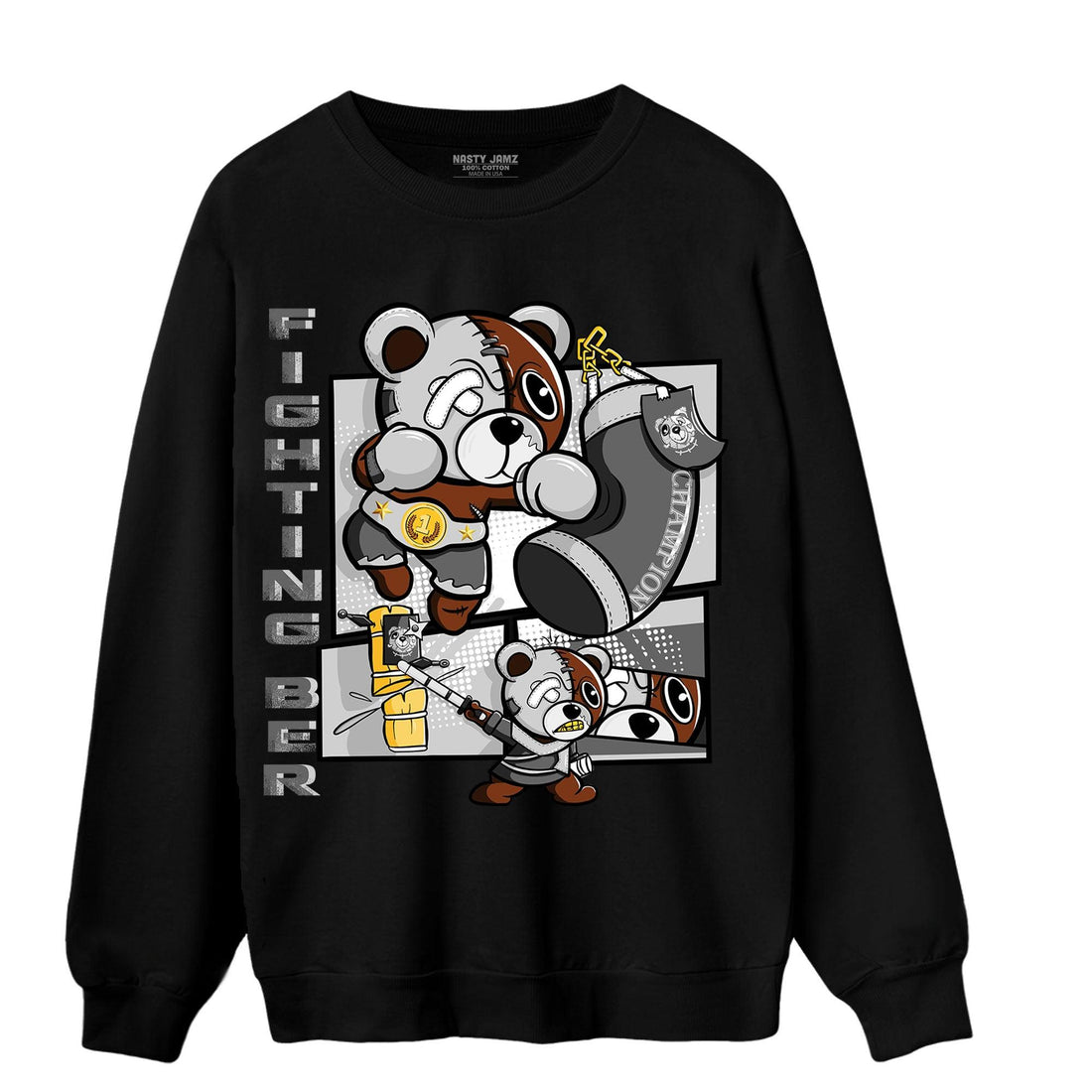 Retro High OG Black White 1s Sweatshirt Match BER Fighting Boxing - NastyJamz