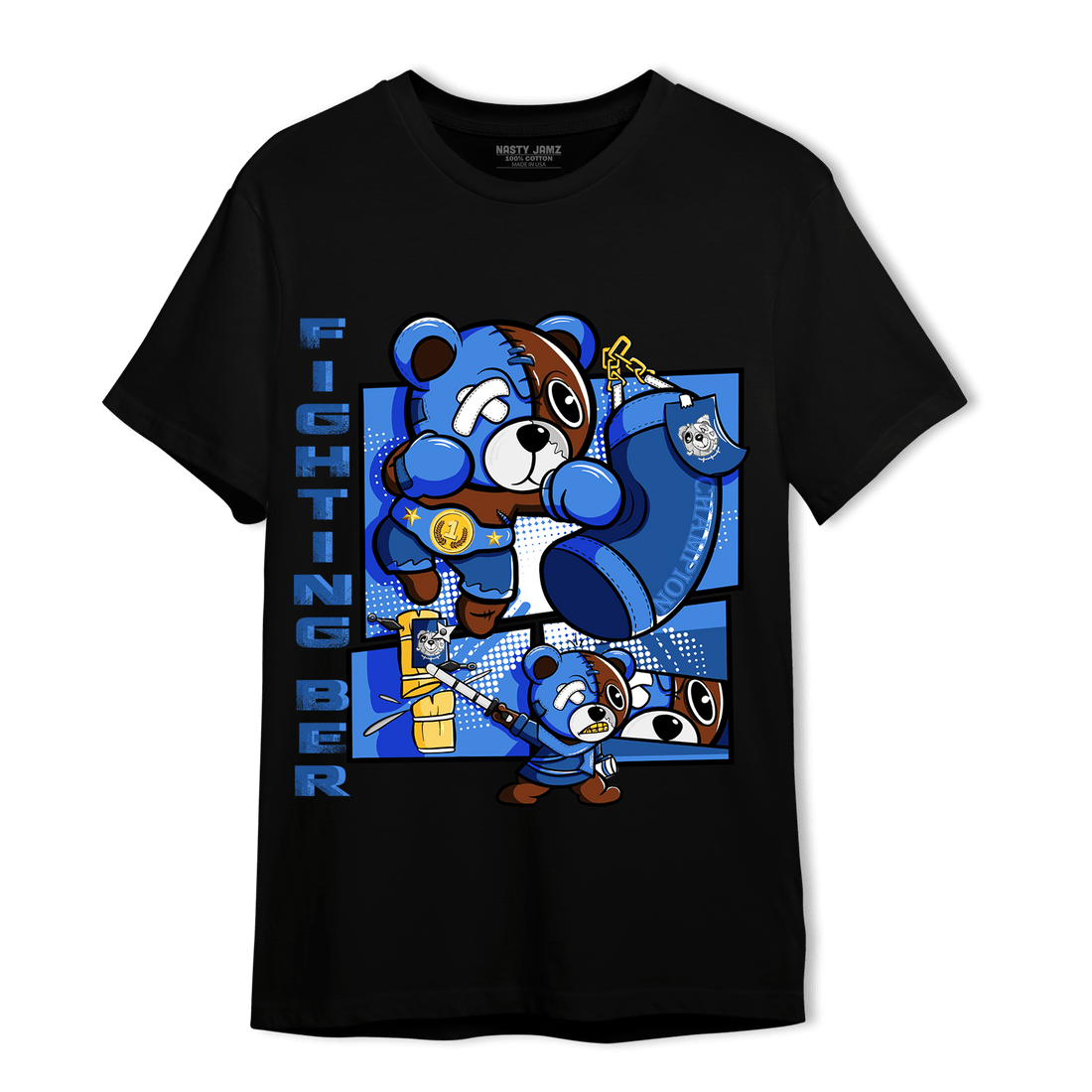 University Blue Toe 1s T Shirt Match BER Fighting Boxing - NastyJamz