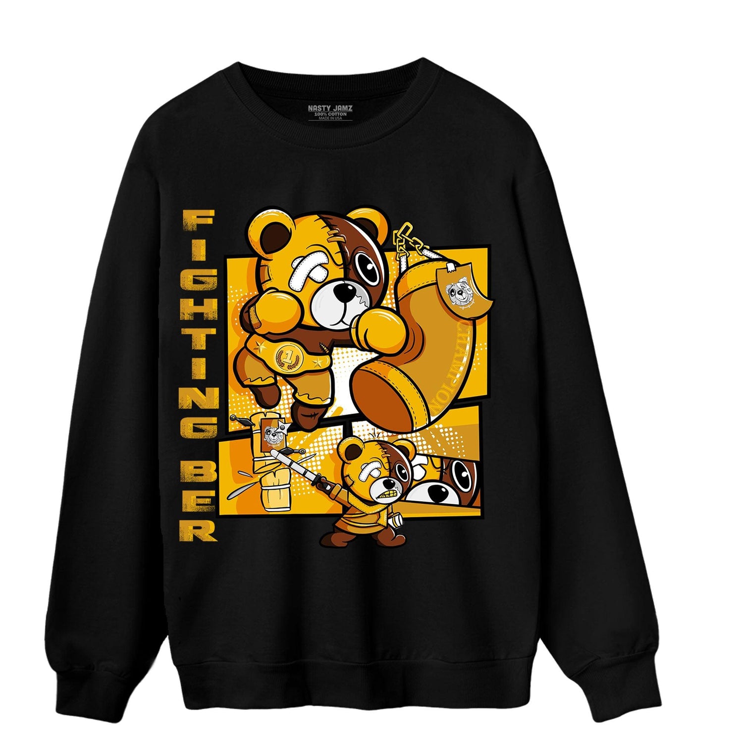 Yellow Ochre 1s Sweatshirt Match BER Fighting Boxing - NastyJamz