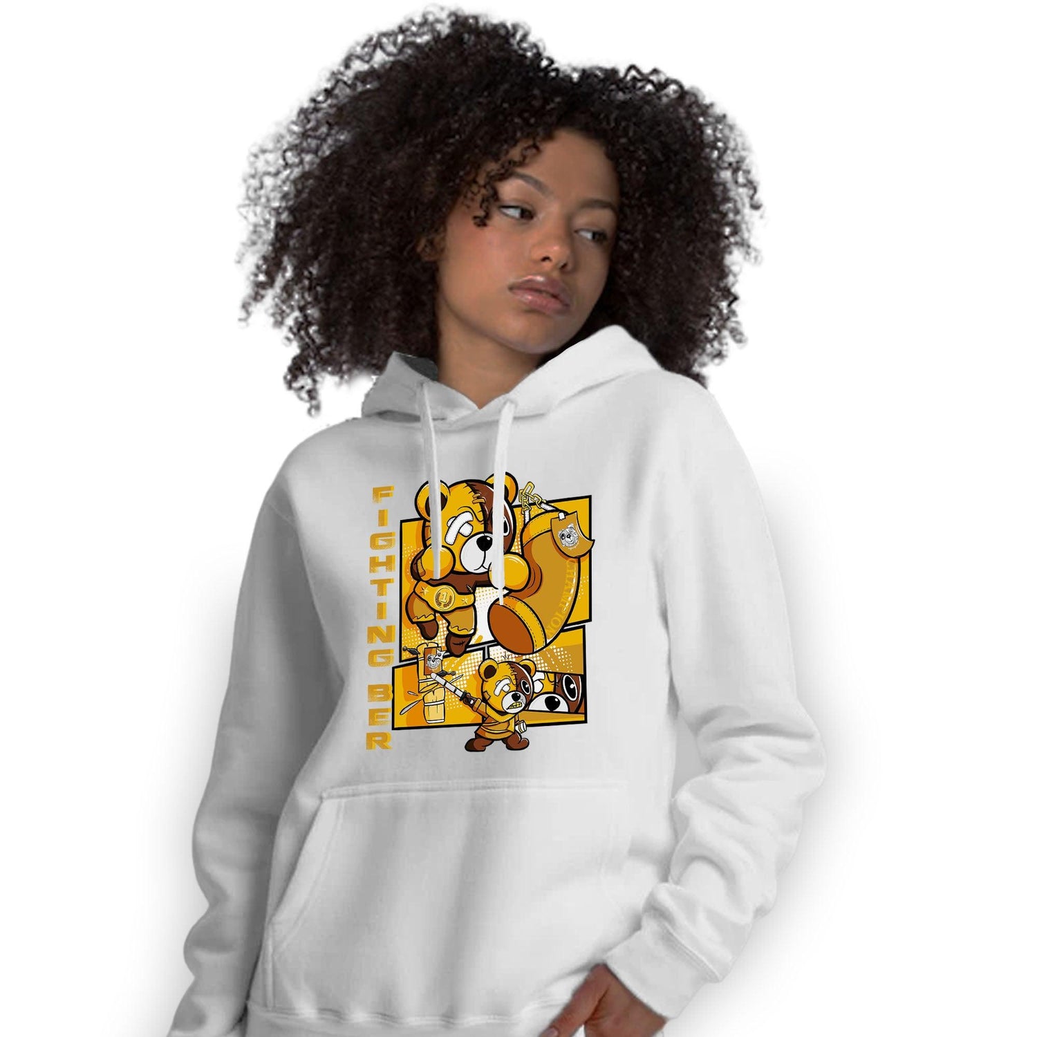 Yellow Ochre 1s Hoodie Match BER Fighting Boxing - NastyJamz
