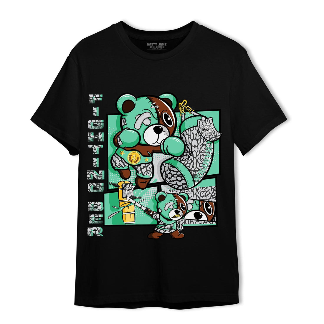 Green Glow 3s T Shirt Match BER Fighting Boxing - NastyJamz