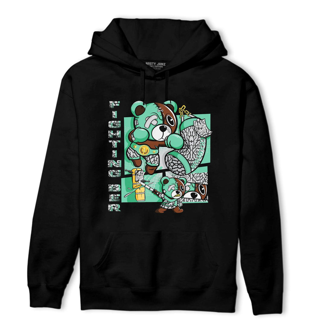 Green Glow 3s Hoodie Match BER Fighting Boxing - NastyJamz
