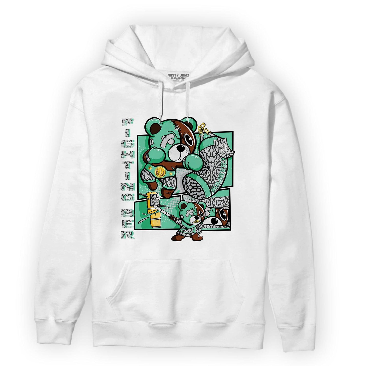 Green Glow 3s Hoodie Match BER Fighting Boxing - NastyJamz