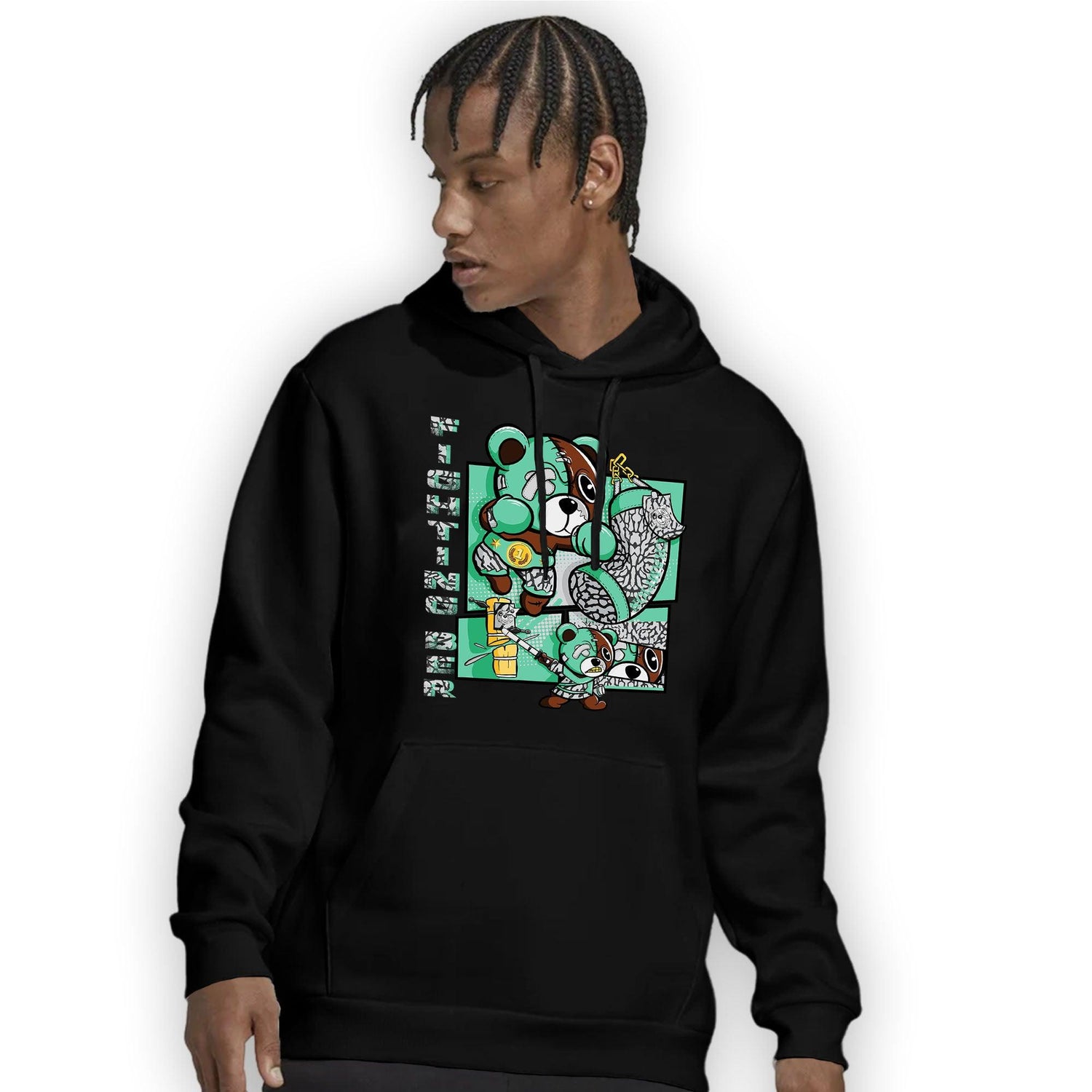 Green Glow 3s Hoodie Match BER Fighting Boxing - NastyJamz