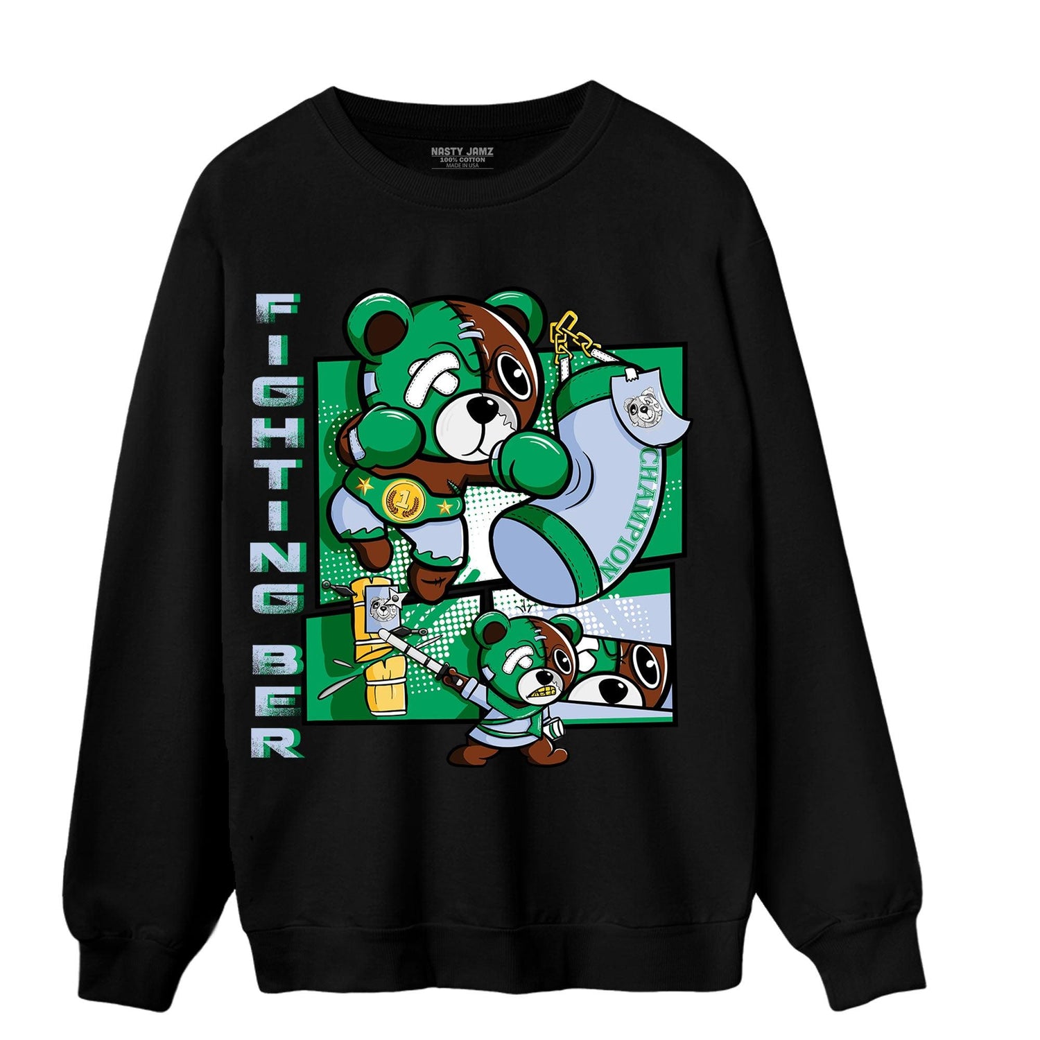 Lucky Green 5s Sweatshirt Match BER Fighting Boxing - NastyJamz