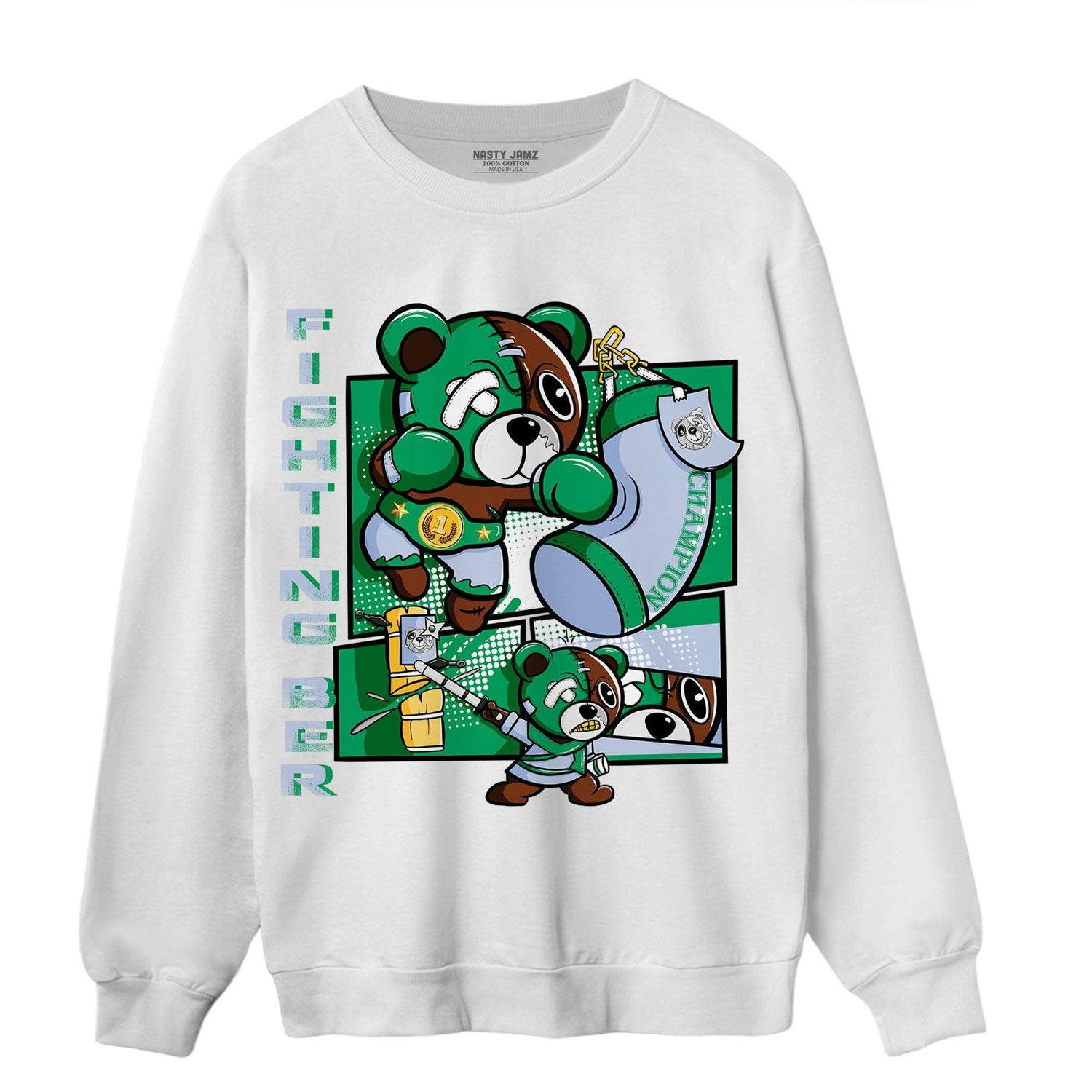 Lucky Green 5s Sweatshirt Match BER Fighting Boxing - NastyJamz