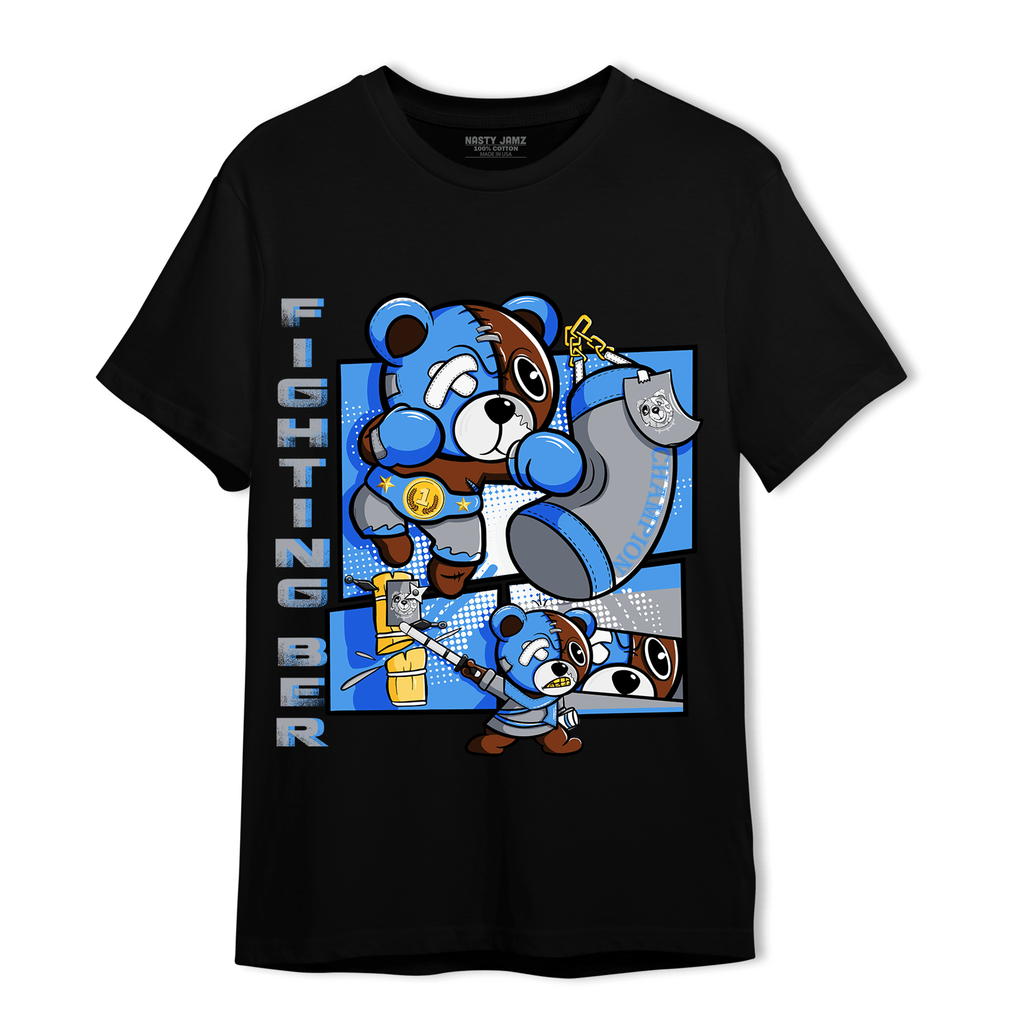 University Blue 5s T Shirt Match BER Fighting Boxing - NastyJamz