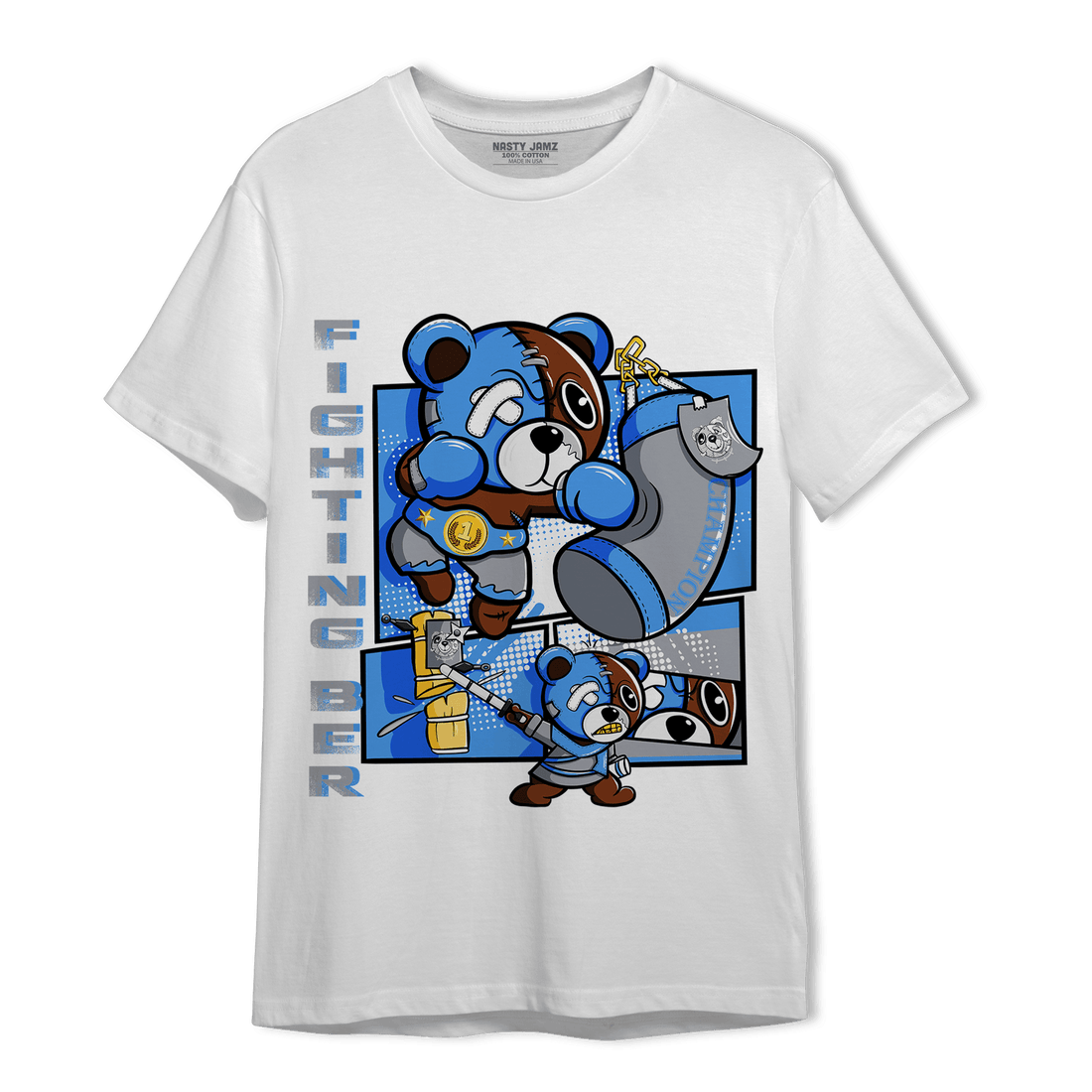 University Blue 5s T Shirt Match BER Fighting Boxing - NastyJamz