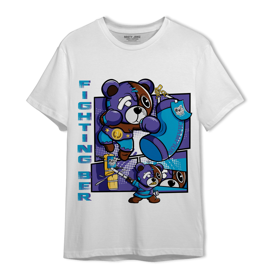 Aqua 6s T Shirt Match BER Fighting Boxing - NastyJamz