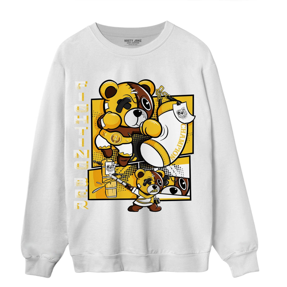 Yellow Ochre 6s Sweatshirt Match BER Fighting Boxing - NastyJamz