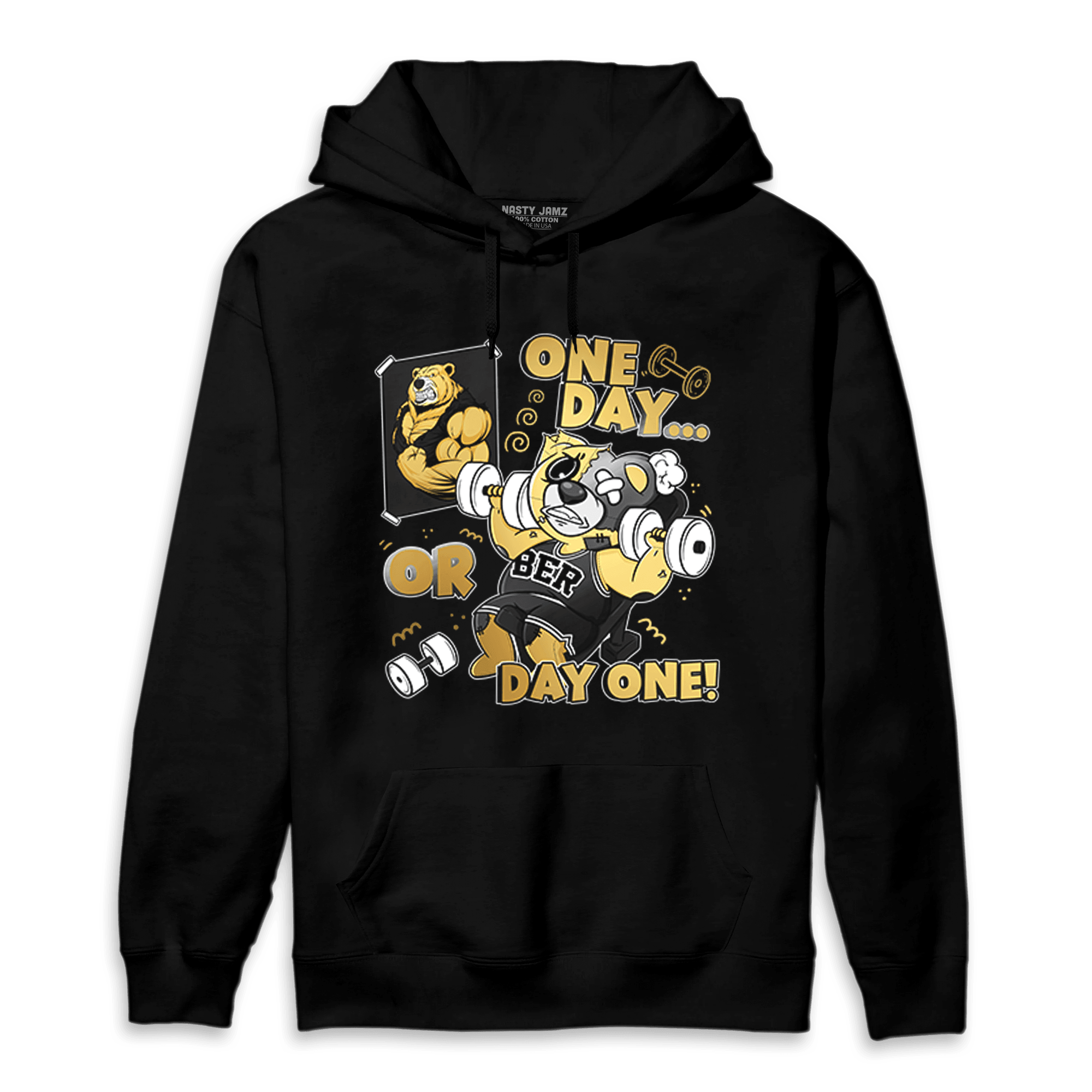 Mid SE Black Gold 1s Hoodie Match BER Gymmer - NastyJamz