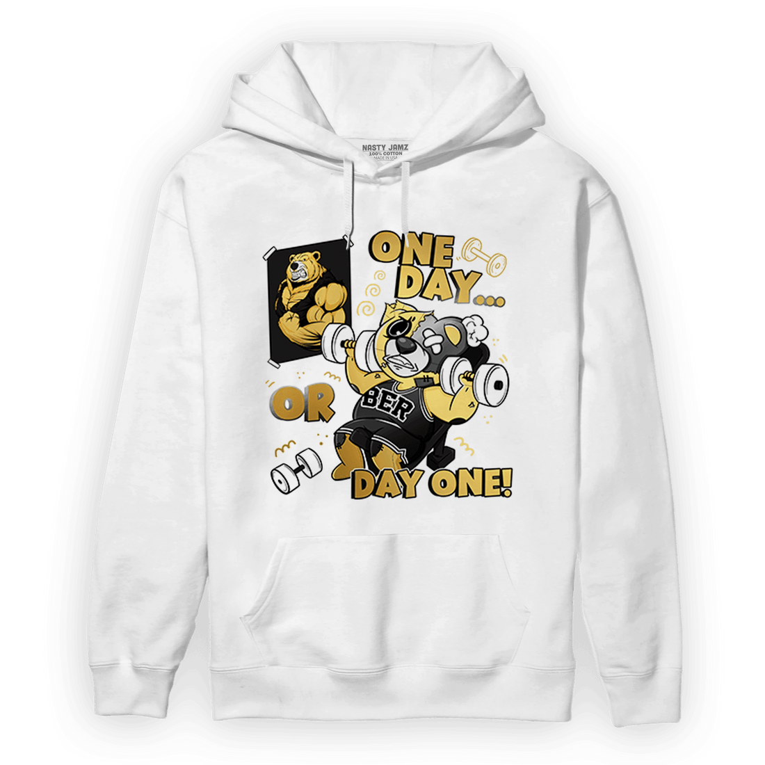 Mid SE Black Gold 1s Hoodie Match BER Gymmer - NastyJamz