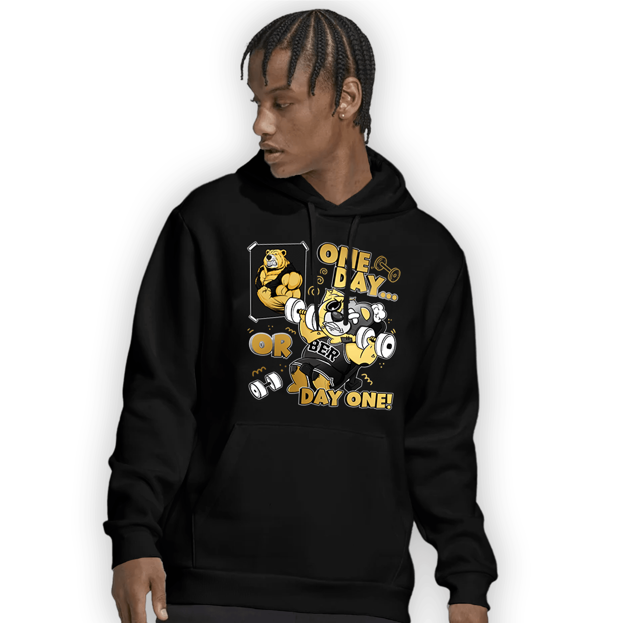 Mid SE Black Gold 1s Hoodie Match BER Gymmer - NastyJamz