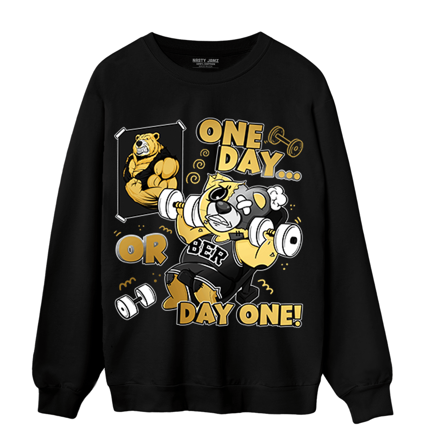 Mid SE Black Gold 1s Sweatshirt Match BER Gymmer - NastyJamz