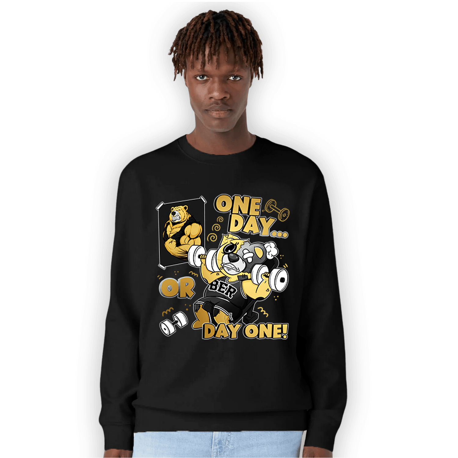 Mid SE Black Gold 1s Sweatshirt Match BER Gymmer - NastyJamz