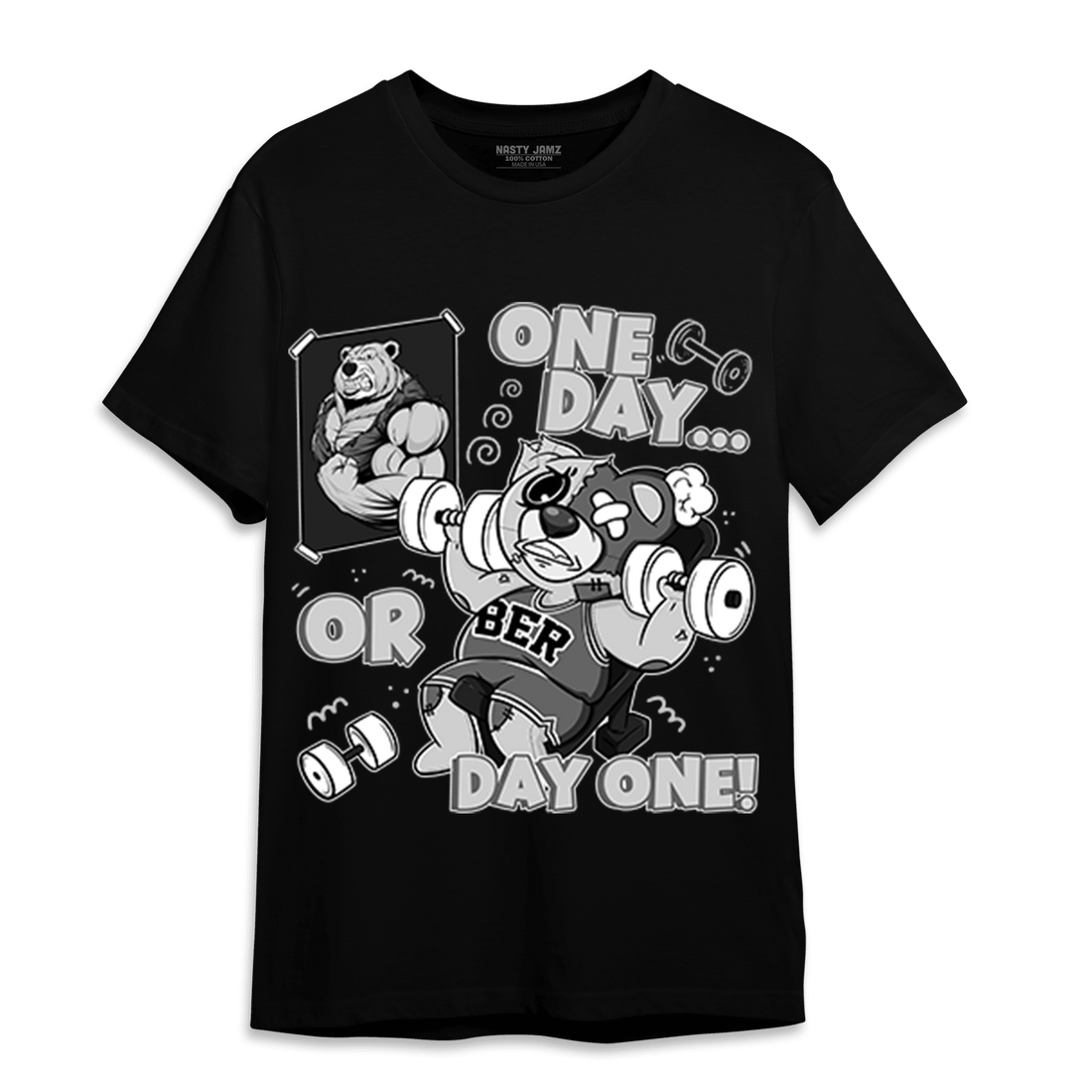 Retro High OG Black White 1s T Shirt Match BER Gymmer - NastyJamz