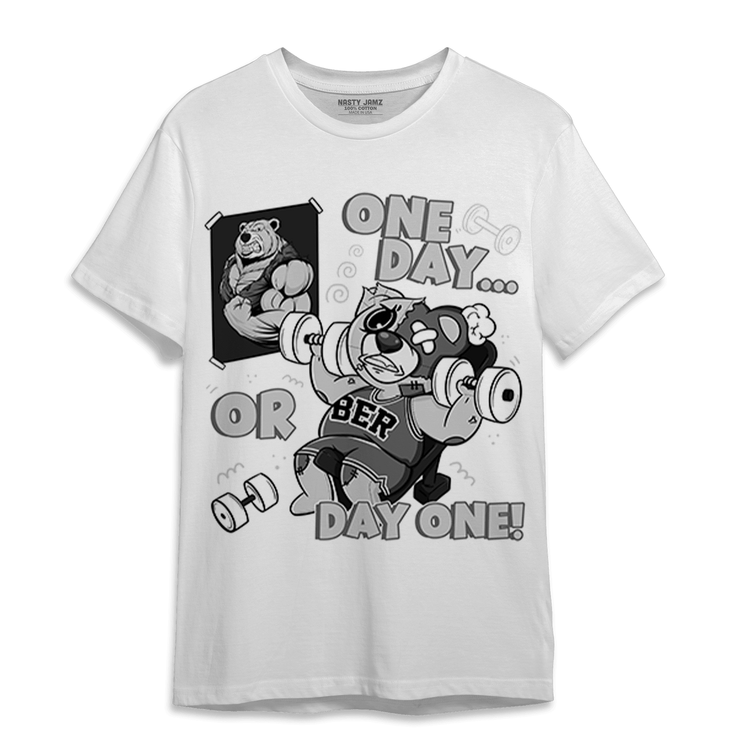 Retro High OG Black White 1s T Shirt Match BER Gymmer - NastyJamz