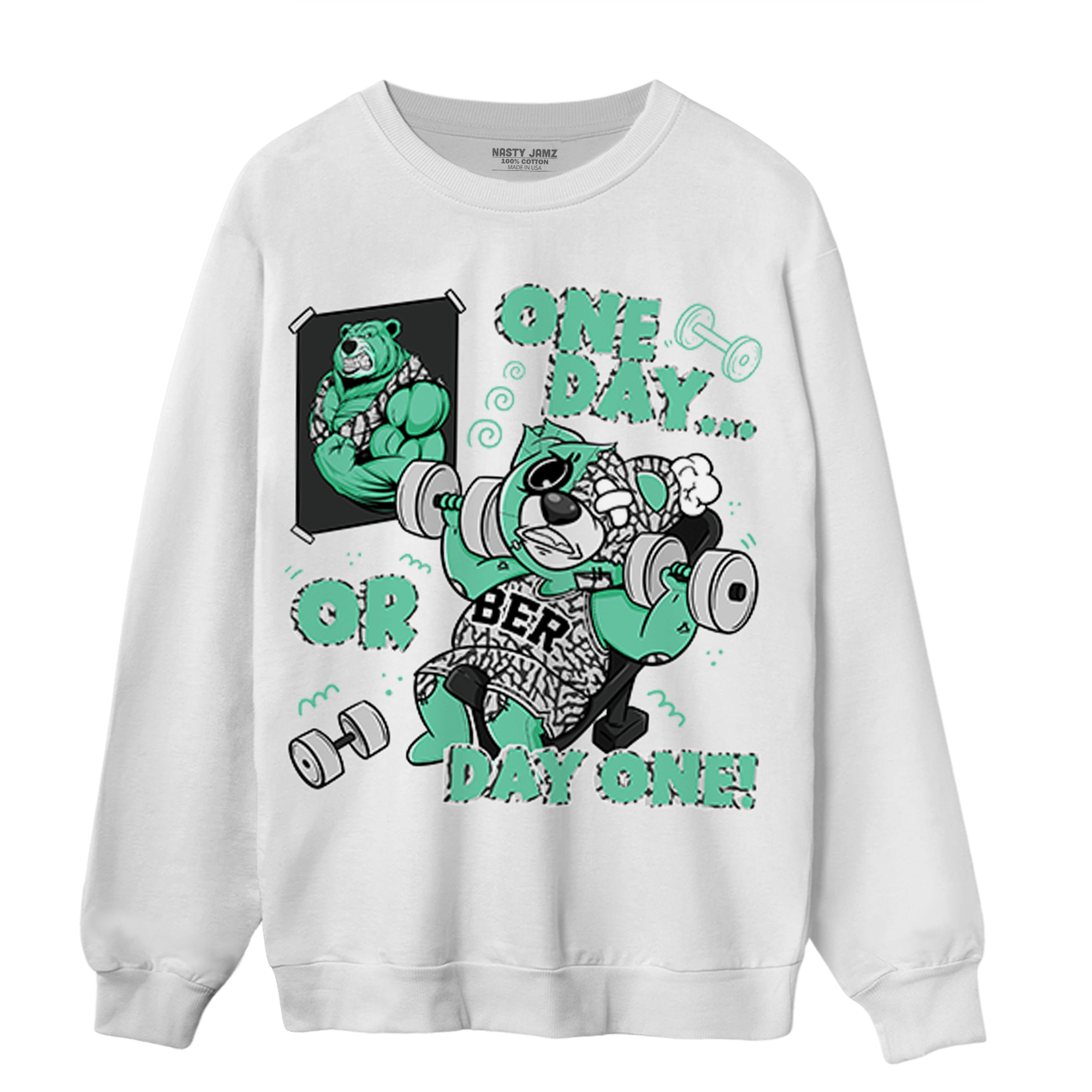 Green Glow 3s Sweatshirt Match BER Gymmer - NastyJamz