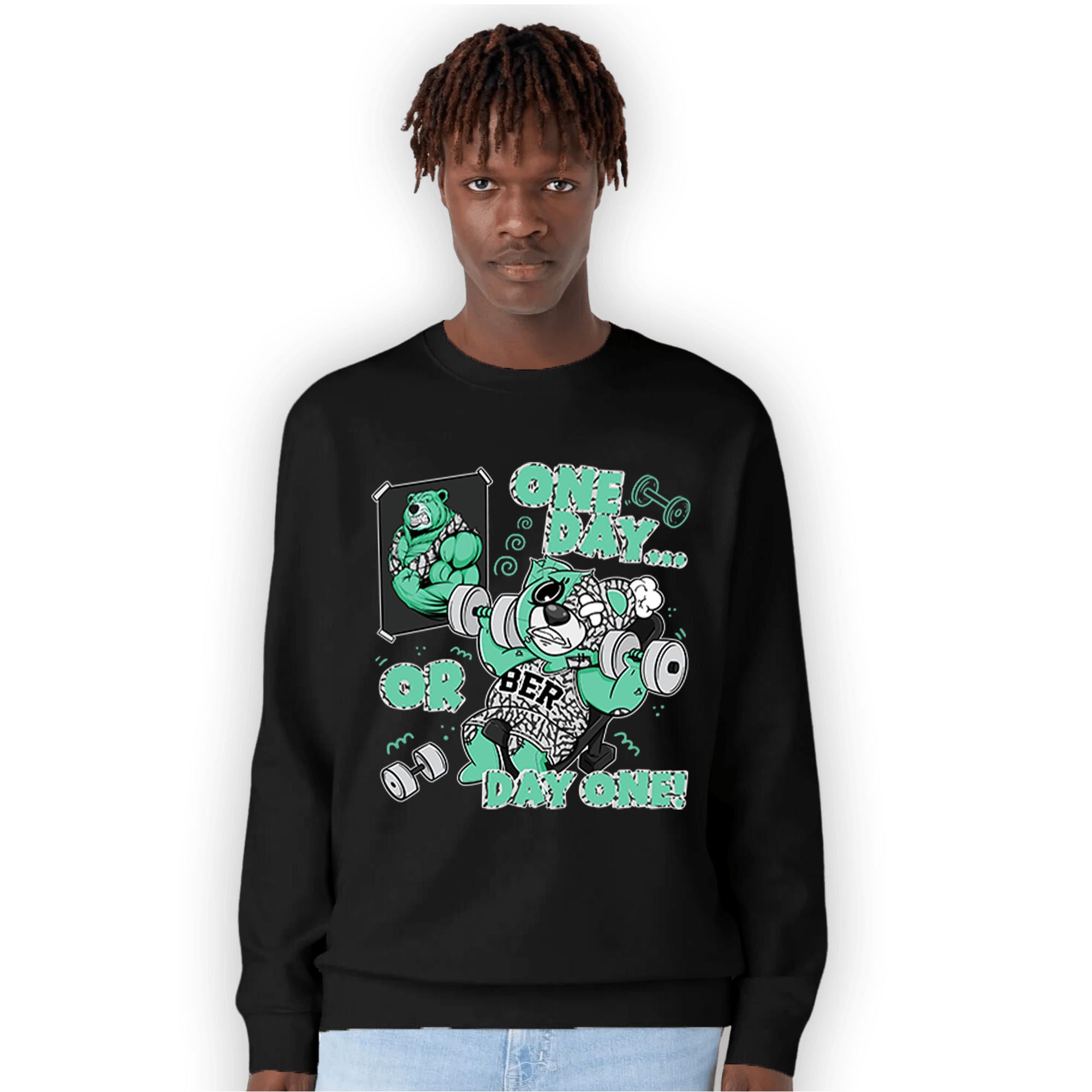 Green Glow 3s Sweatshirt Match BER Gymmer - NastyJamz