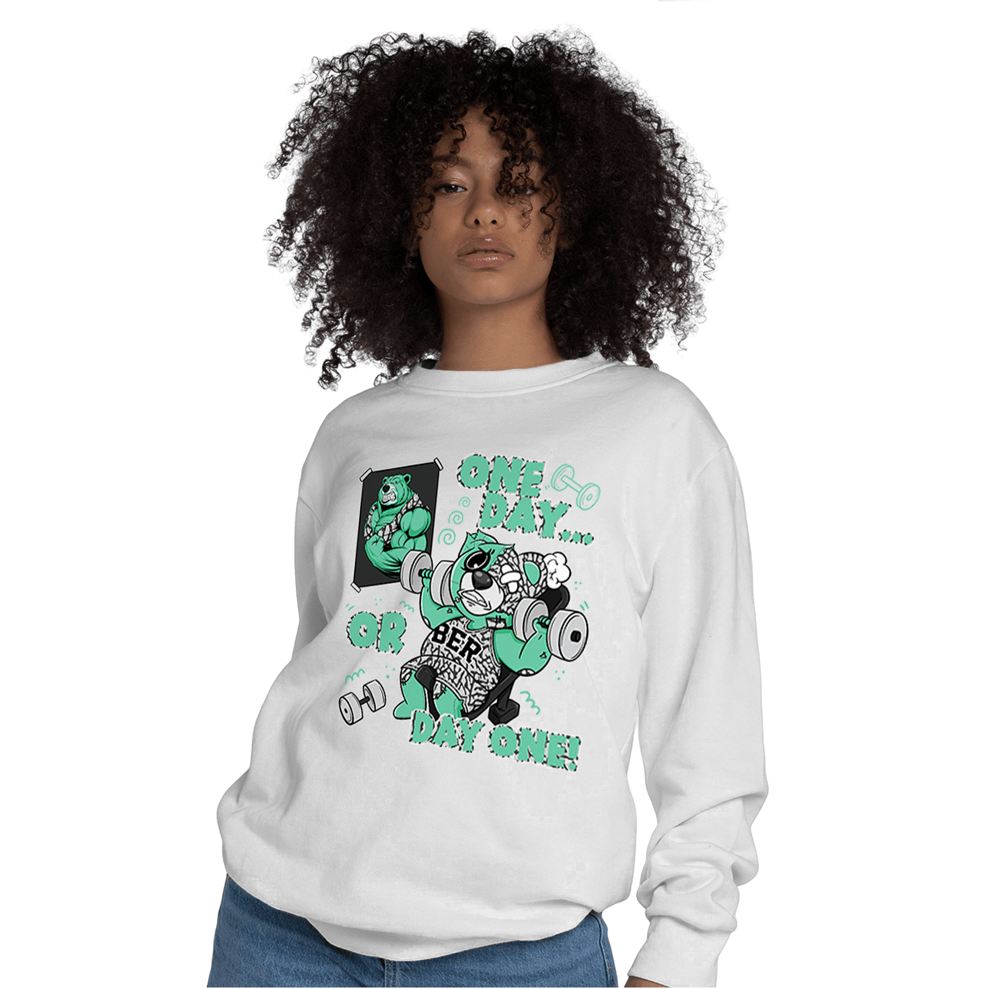 Green Glow 3s Sweatshirt Match BER Gymmer - NastyJamz