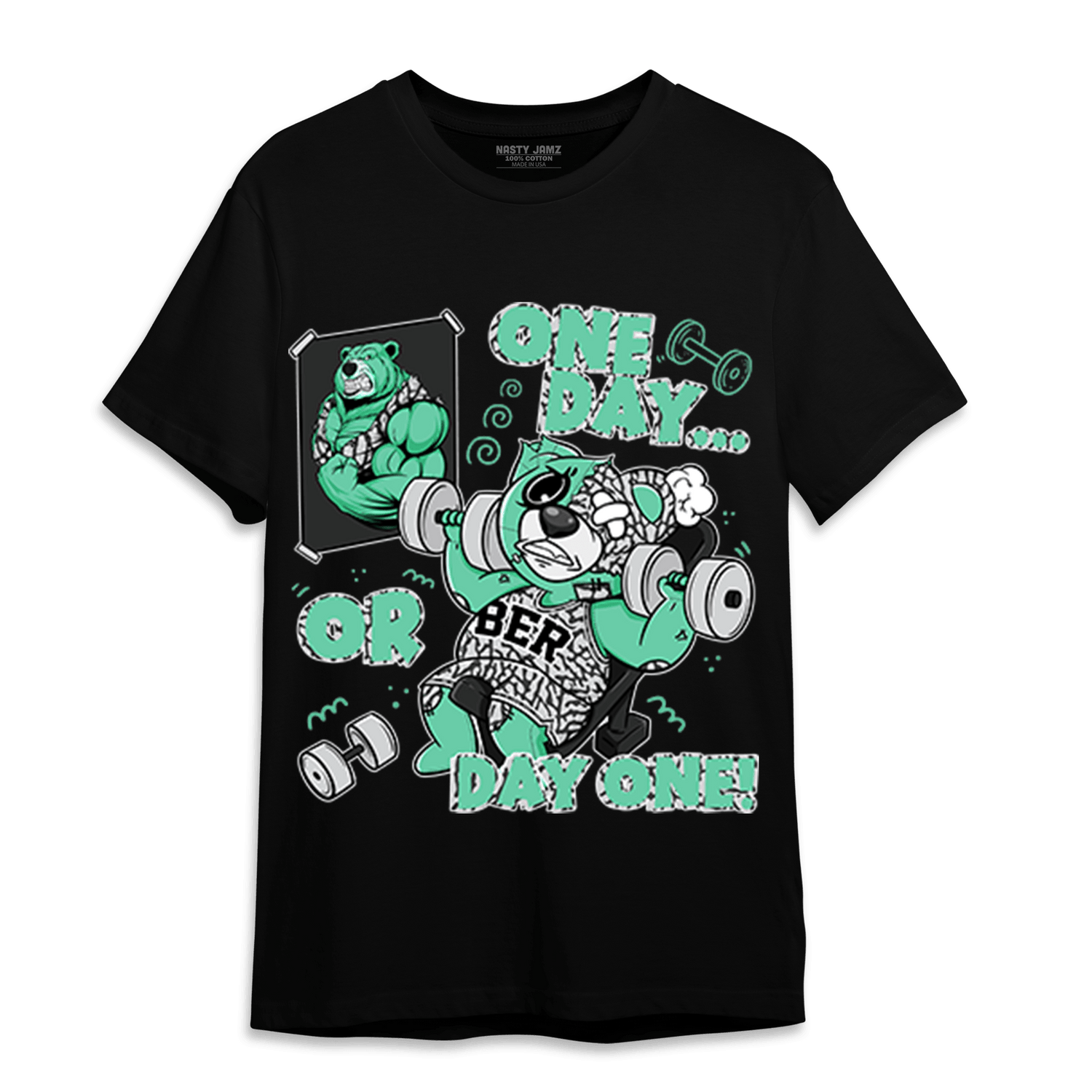 Green Glow 3s T Shirt Match BER Gymmer - NastyJamz