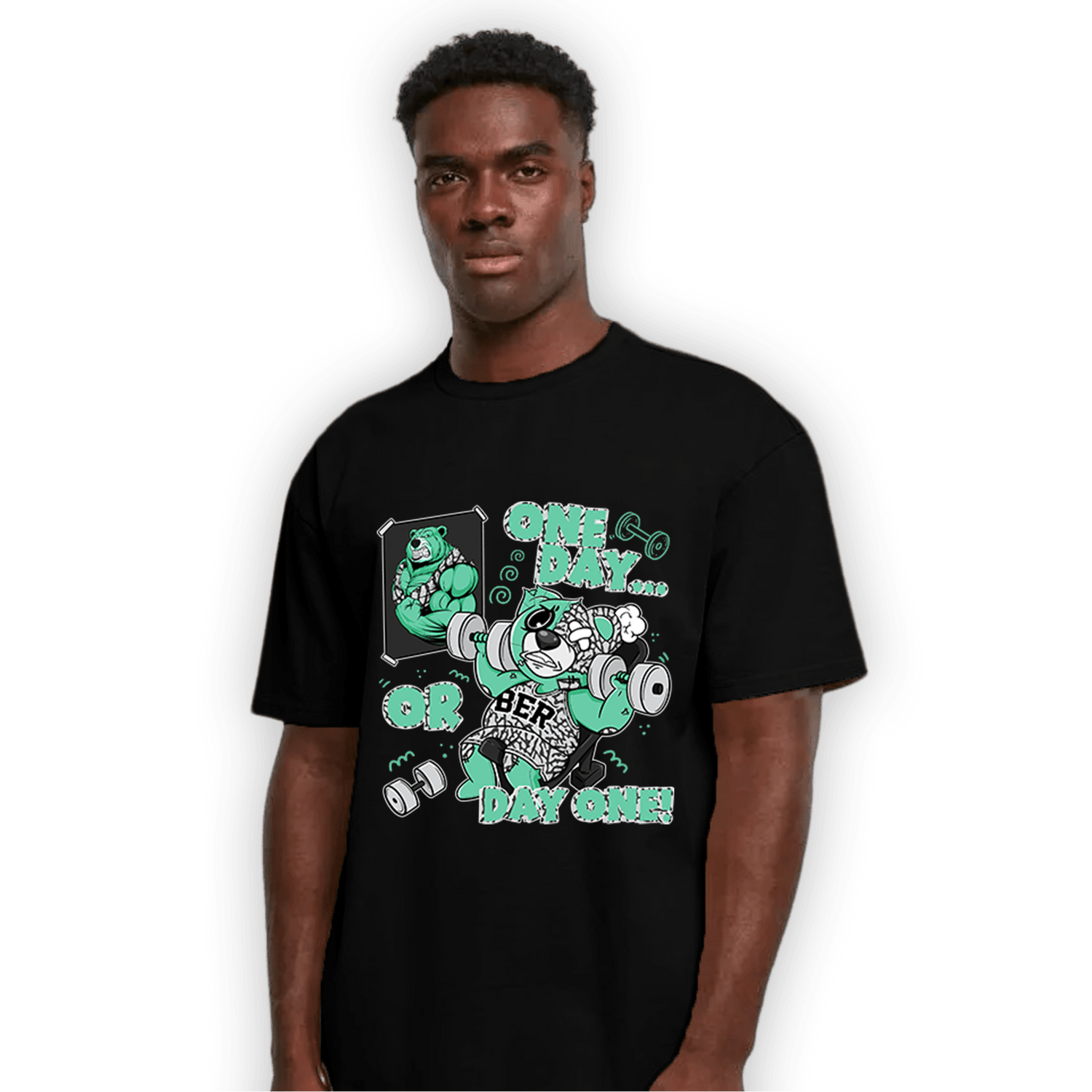 Green Glow 3s T Shirt Match BER Gymmer - NastyJamz