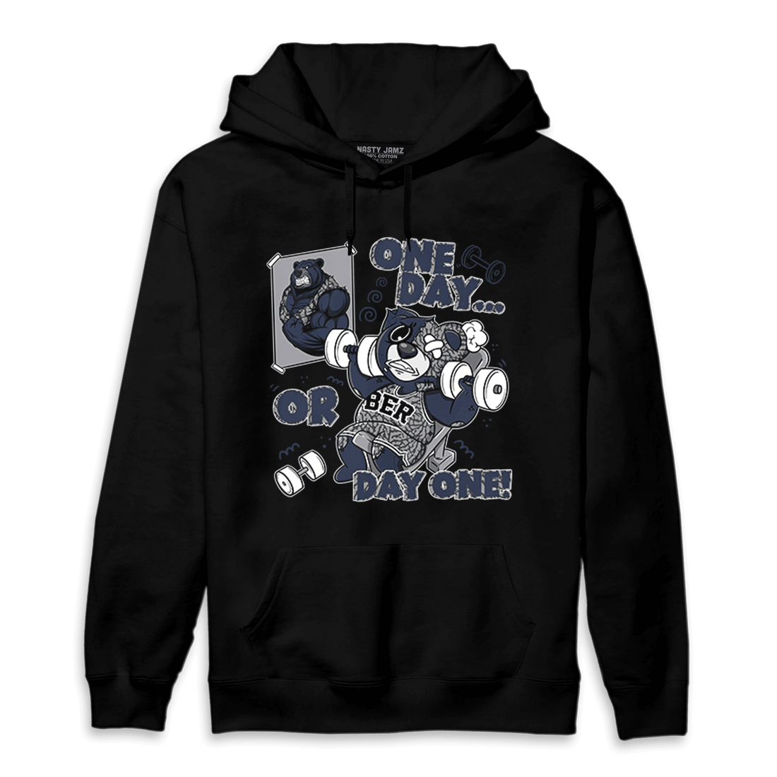 White Navy 3s Hoodie Match BER Gymmer - NastyJamz