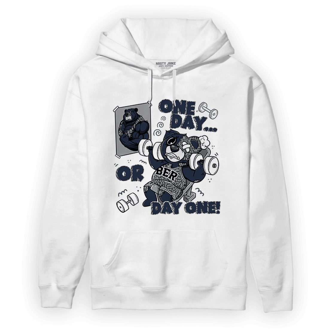 White Navy 3s Hoodie Match BER Gymmer - NastyJamz