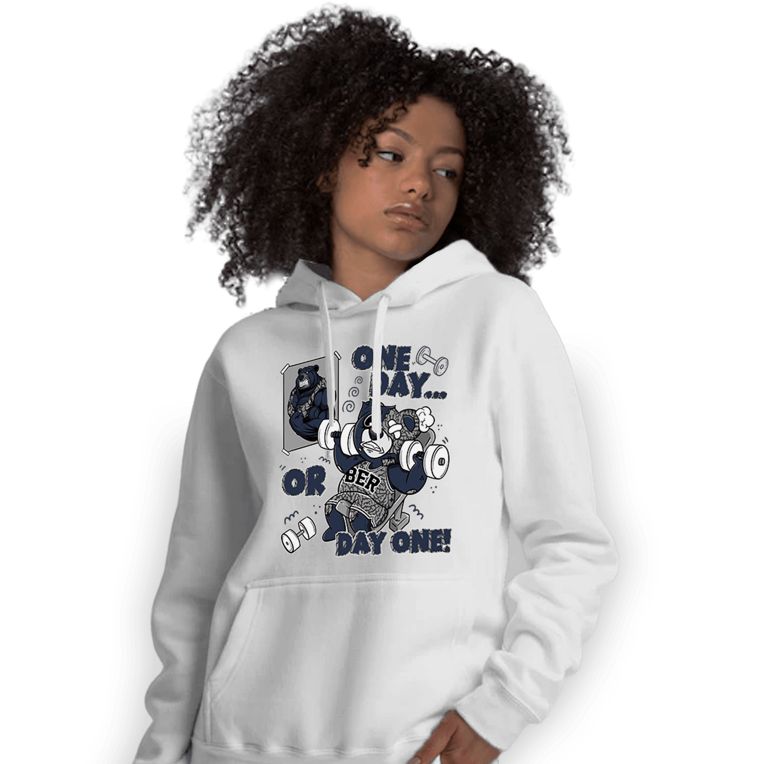 White Navy 3s Hoodie Match BER Gymmer - NastyJamz