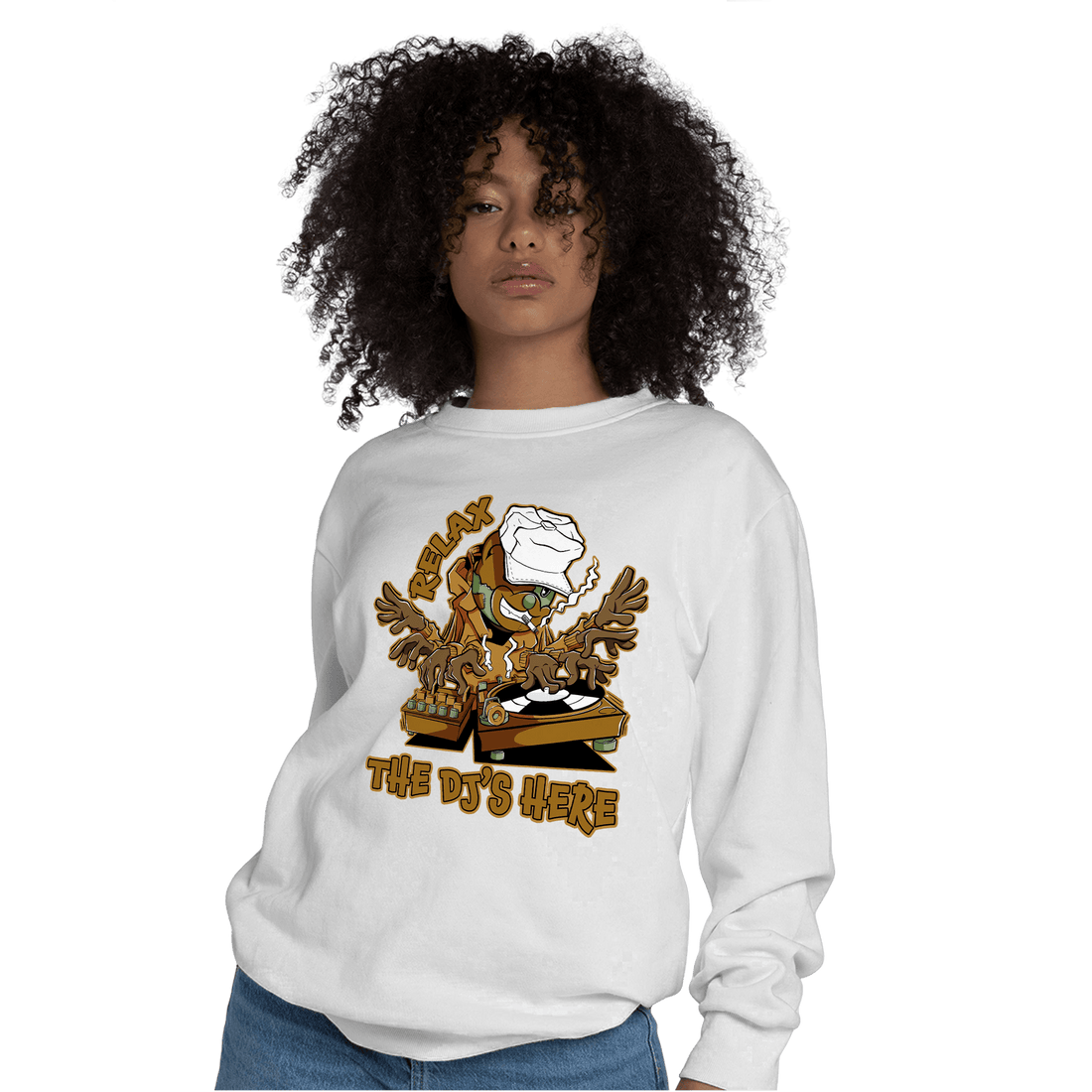 Wheat 13s Sweatshirt Match BER The DJ Here - NastyJamz