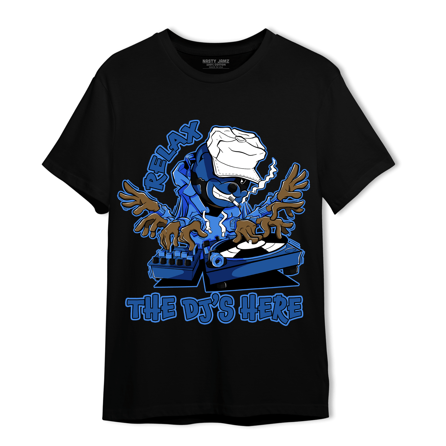 University Blue Toe 1s T Shirt Match BER The DJ Here - NastyJamz