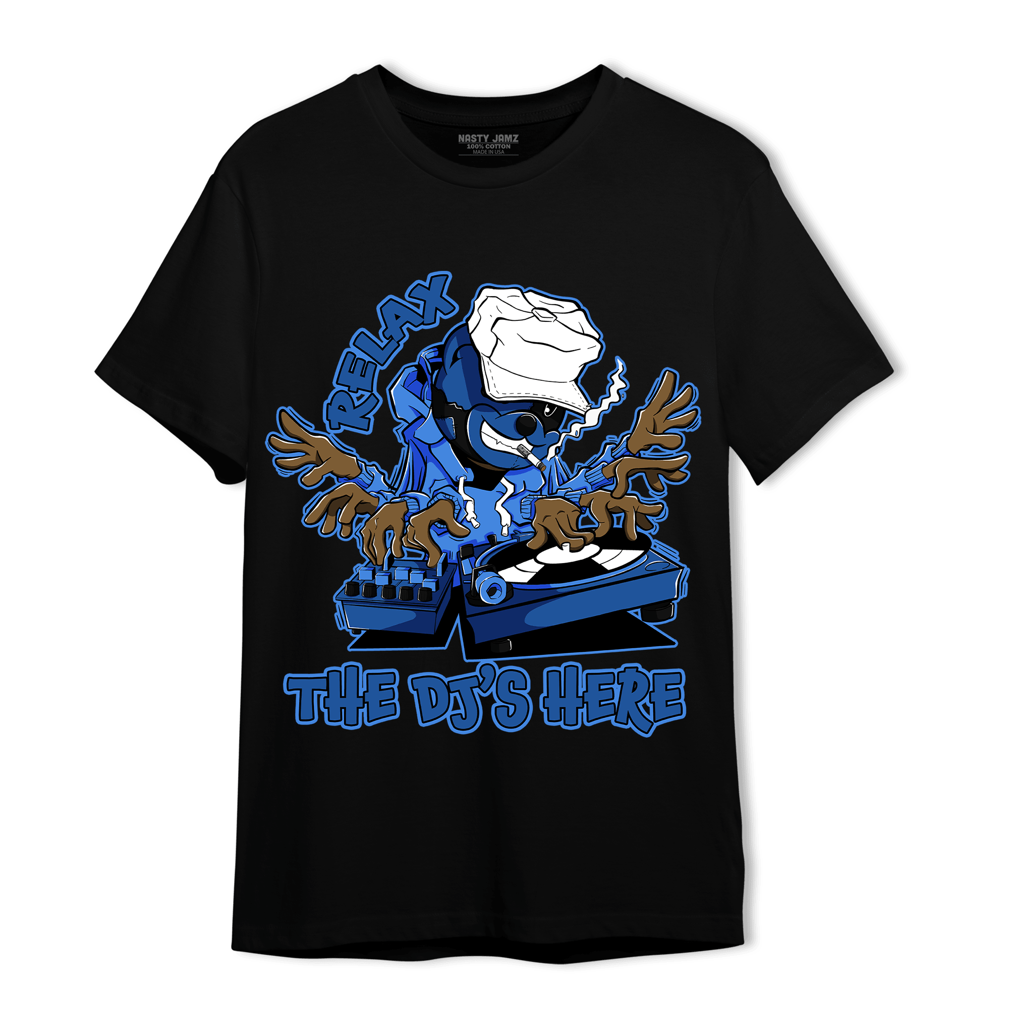University Blue Toe 1s T Shirt Match BER The DJ Here - NastyJamz