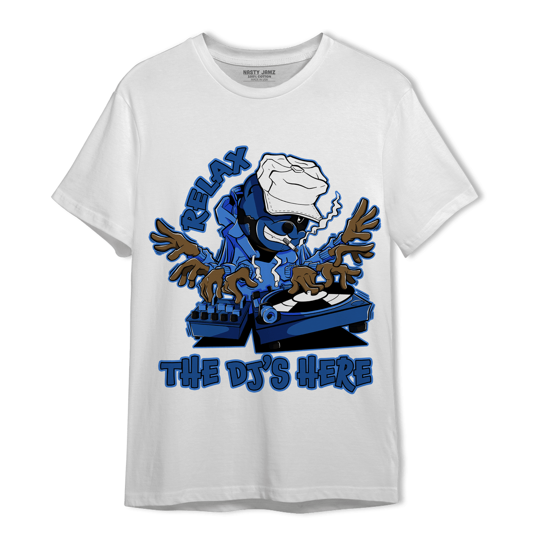University Blue Toe 1s T Shirt Match BER The DJ Here - NastyJamz