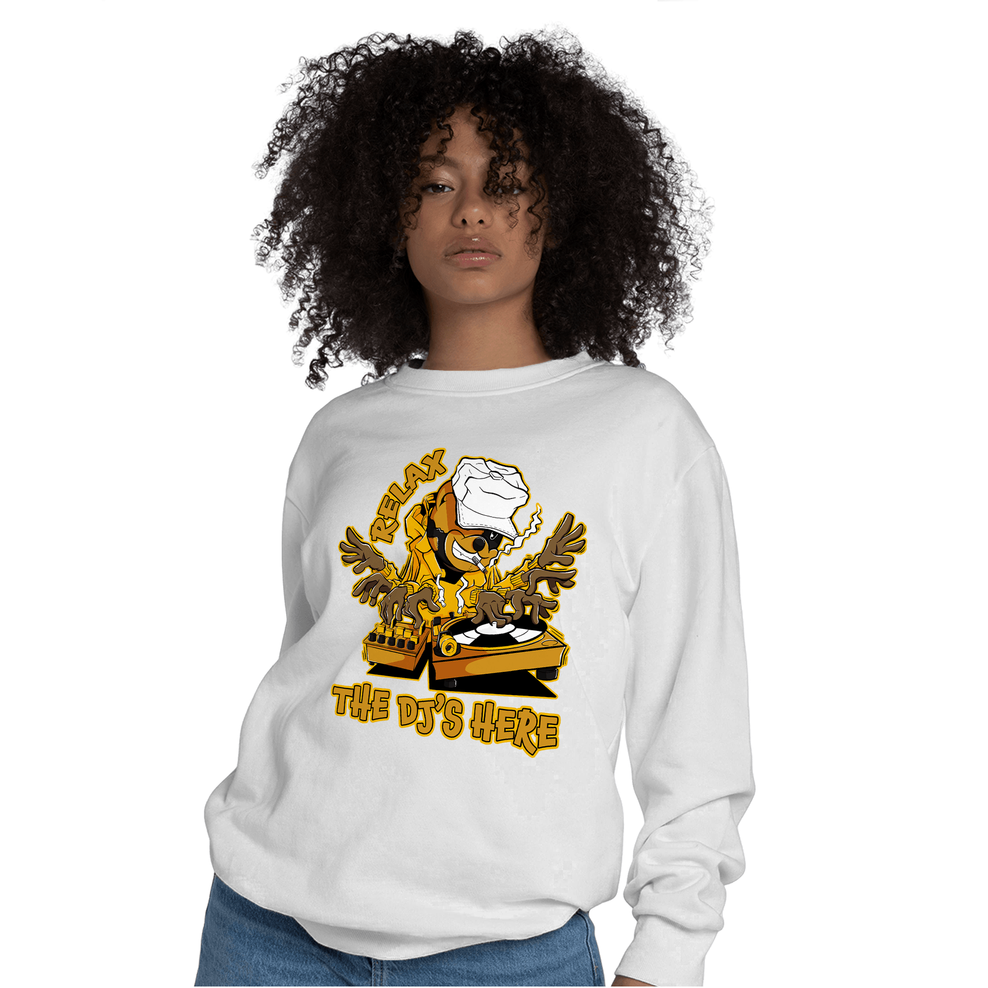 Yellow Ochre 1s Sweatshirt Match BER The DJ Here - NastyJamz