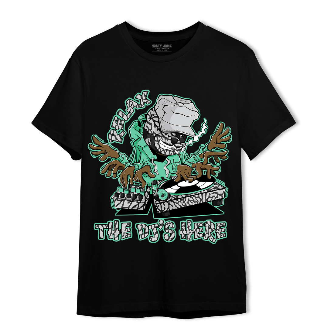 Green Glow 3s T Shirt Match BER The DJ Here - NastyJamz