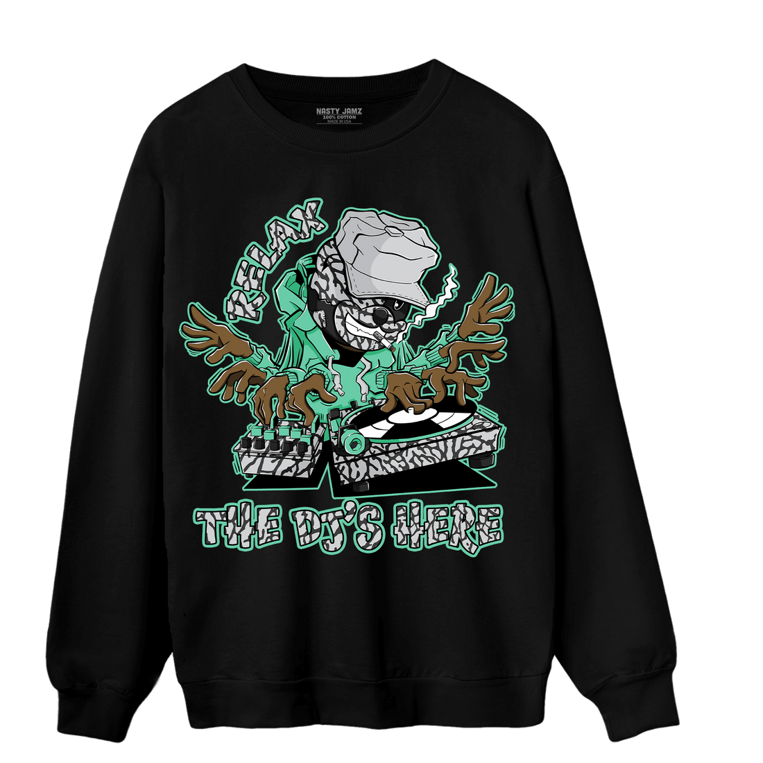 Green Glow 3s Sweatshirt Match BER The DJ Here - NastyJamz