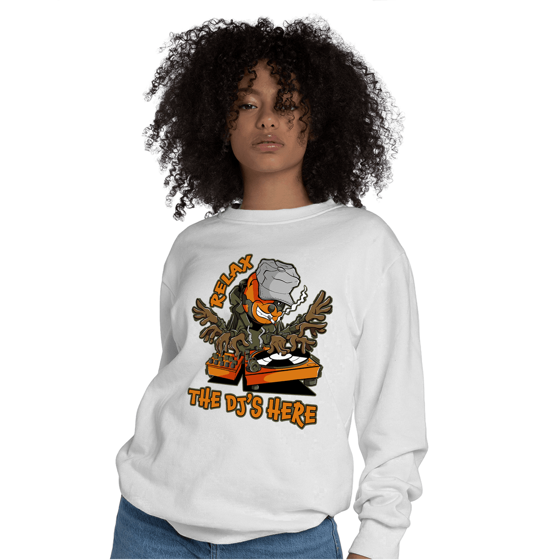 Olive 5s Sweatshirt Match BER The DJ Here - NastyJamz