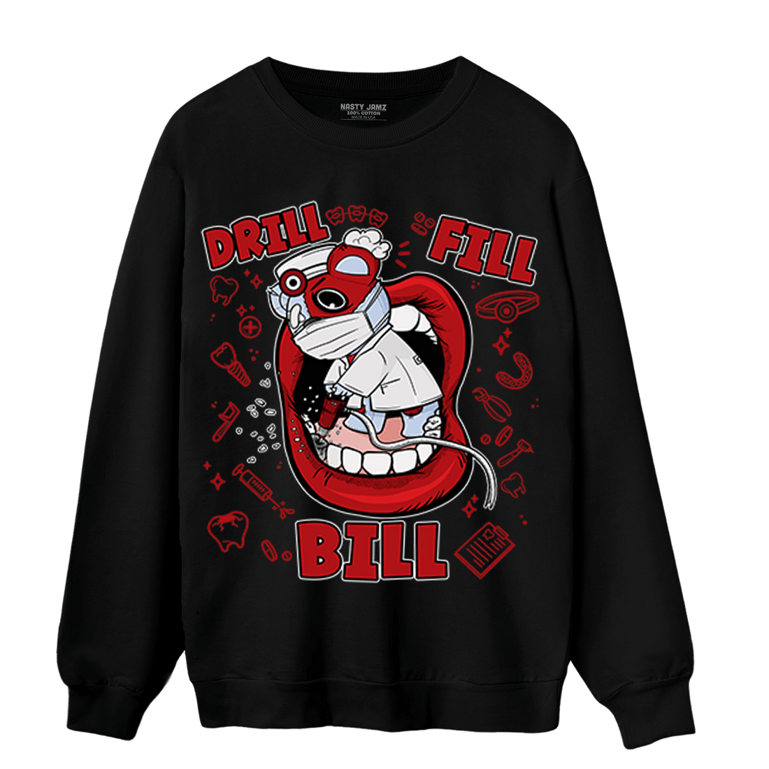 Cherry 11s Sweatshirt Match BER The Dentist - NastyJamz
